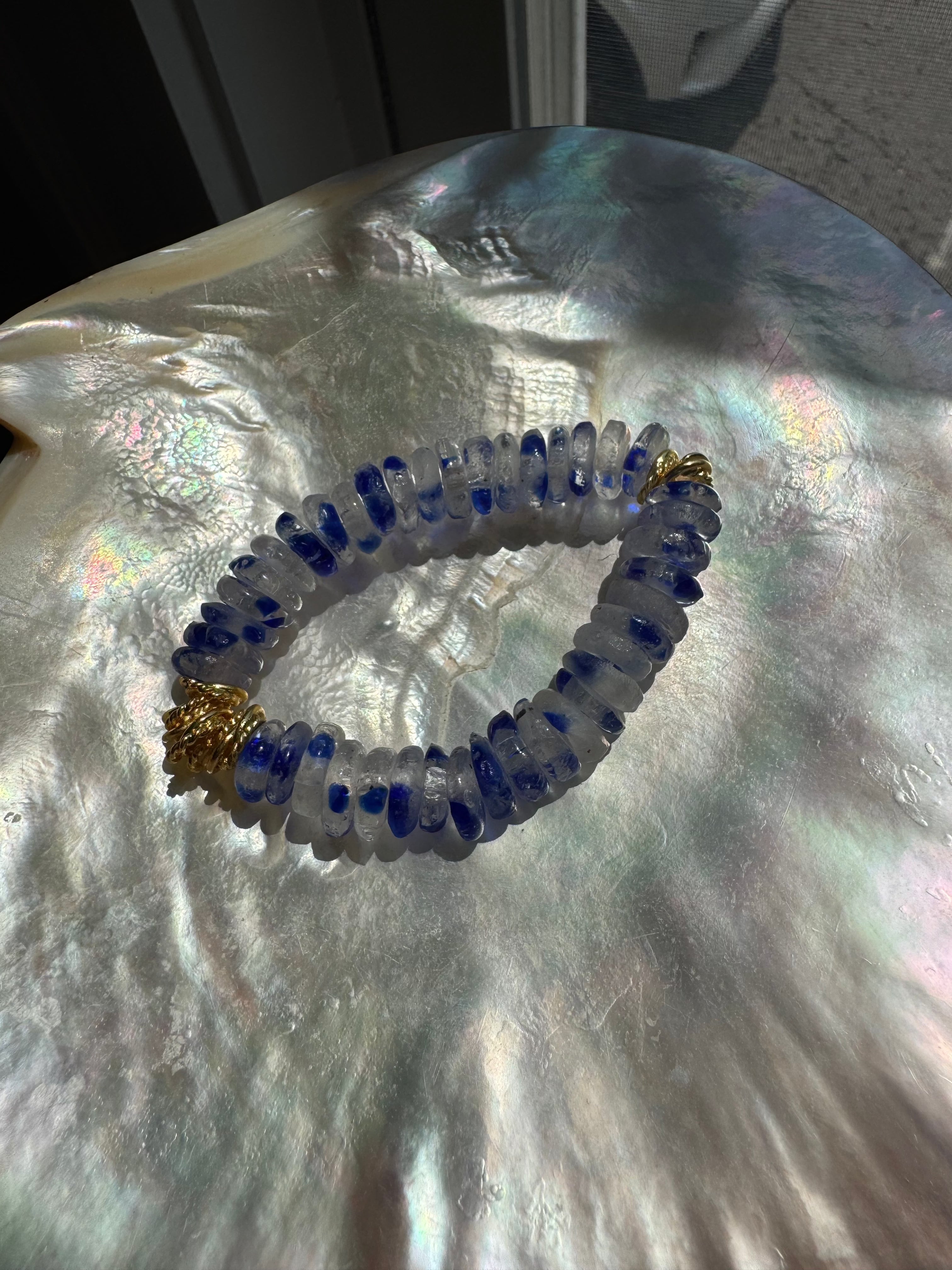 Vieques Glass Bracelet - Speckled Blue-Wear Loulu X Happy on Main-Happy on Main