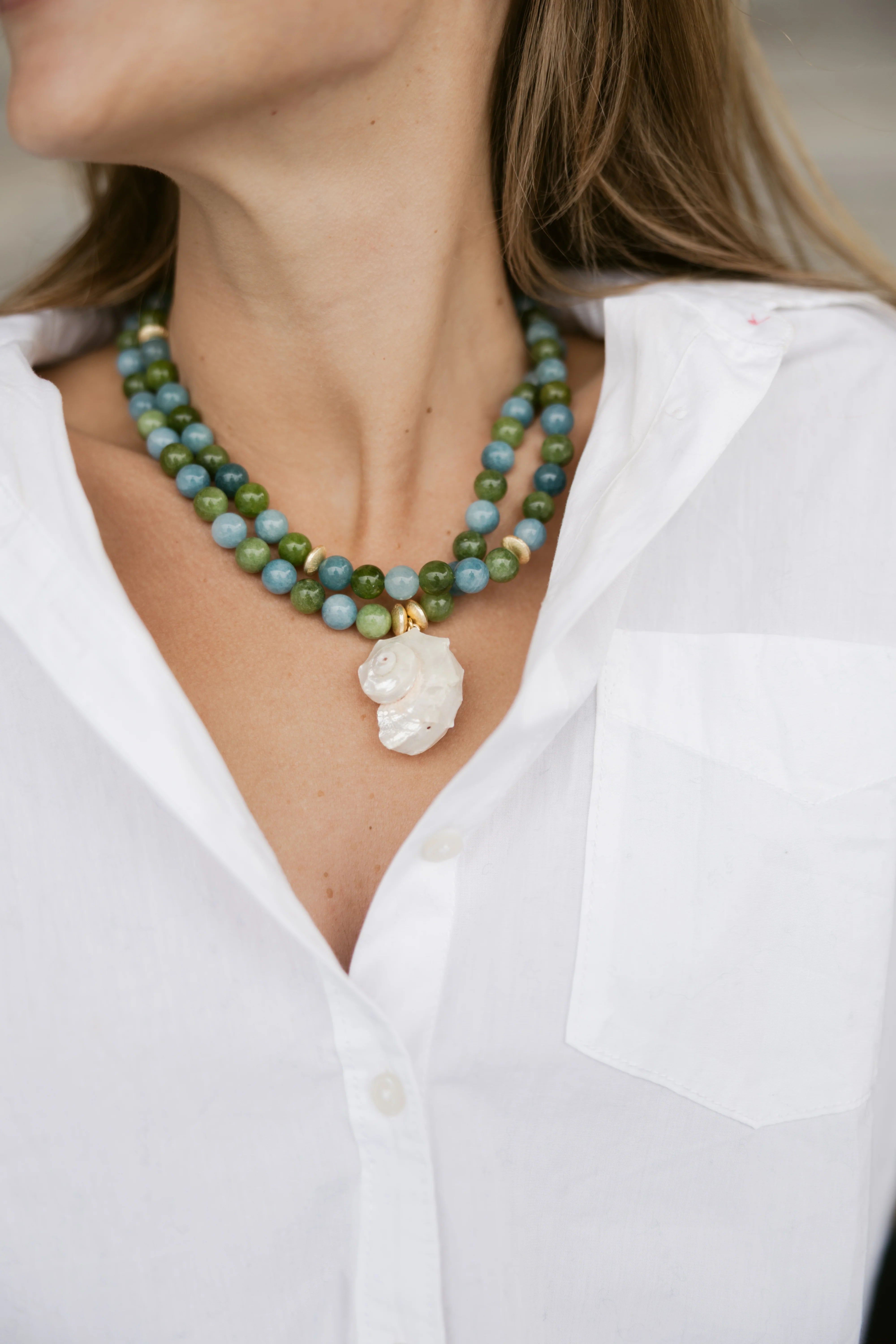 Jenna Necklace - Blue & Green-Wear Loulu X Happy on Main-Happy on Main