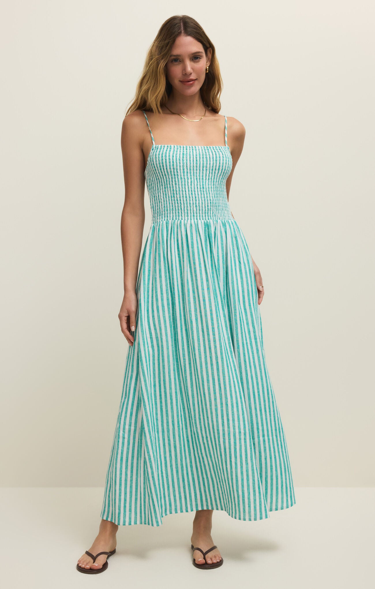 Bayside Striped Midi Dress-Z Supply-Happy on Main