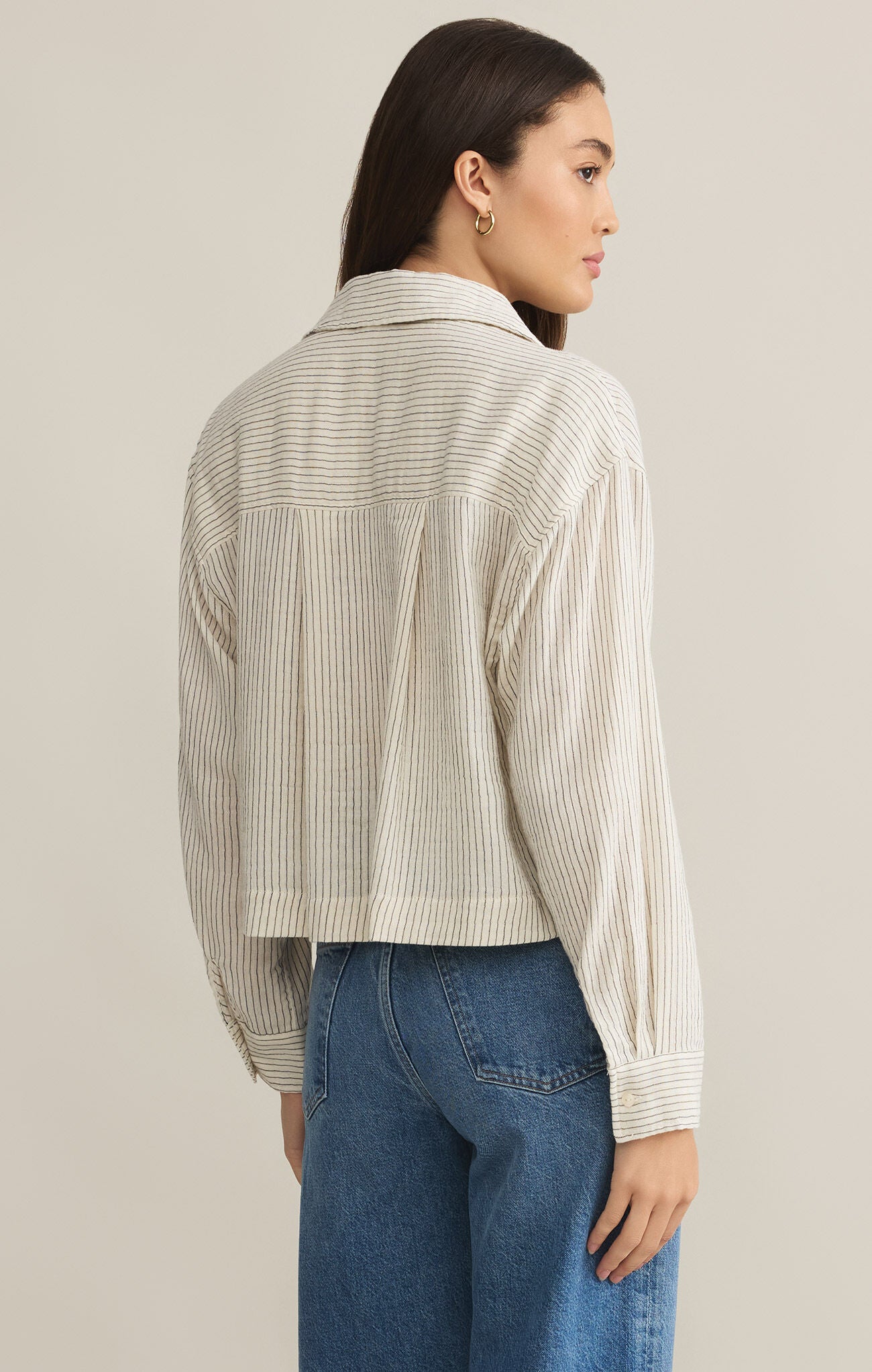 Del Mar Striped Shirt-Casual Tops-Happy on Main