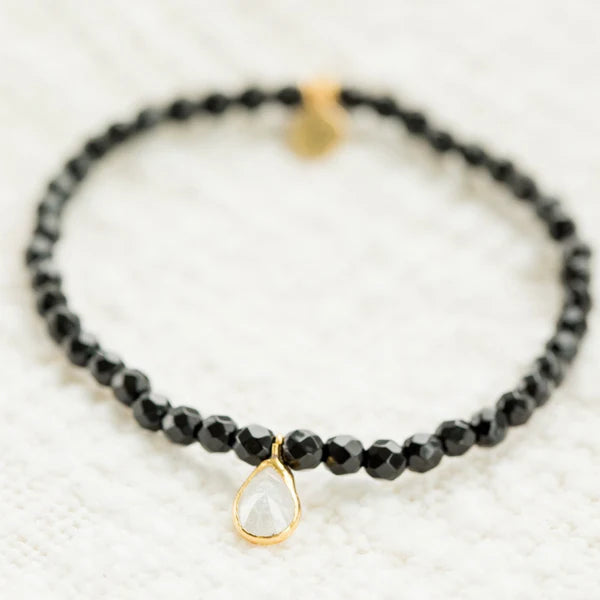 Posh Mini Beaded Bracelet - Black Onyx-Elli Parr-Happy on Main