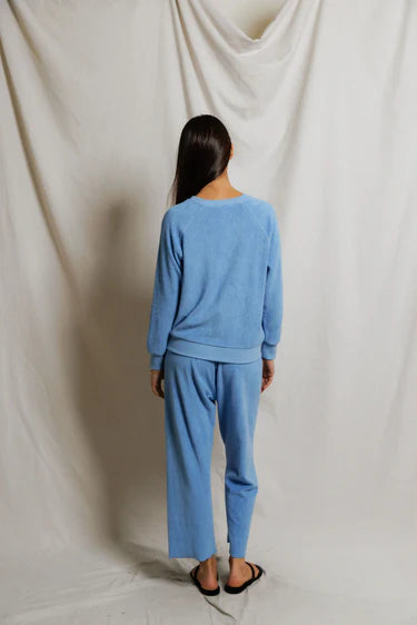 Eliana Loop Terry Draw String Pant - Pacific Blue-perfectwhitetee-Happy on Main