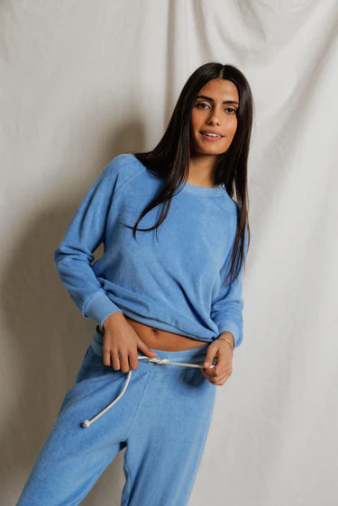 Saylor Loop Terry Sweatshirt - Pacific Blue-perfectwhitetee-Happy on Main