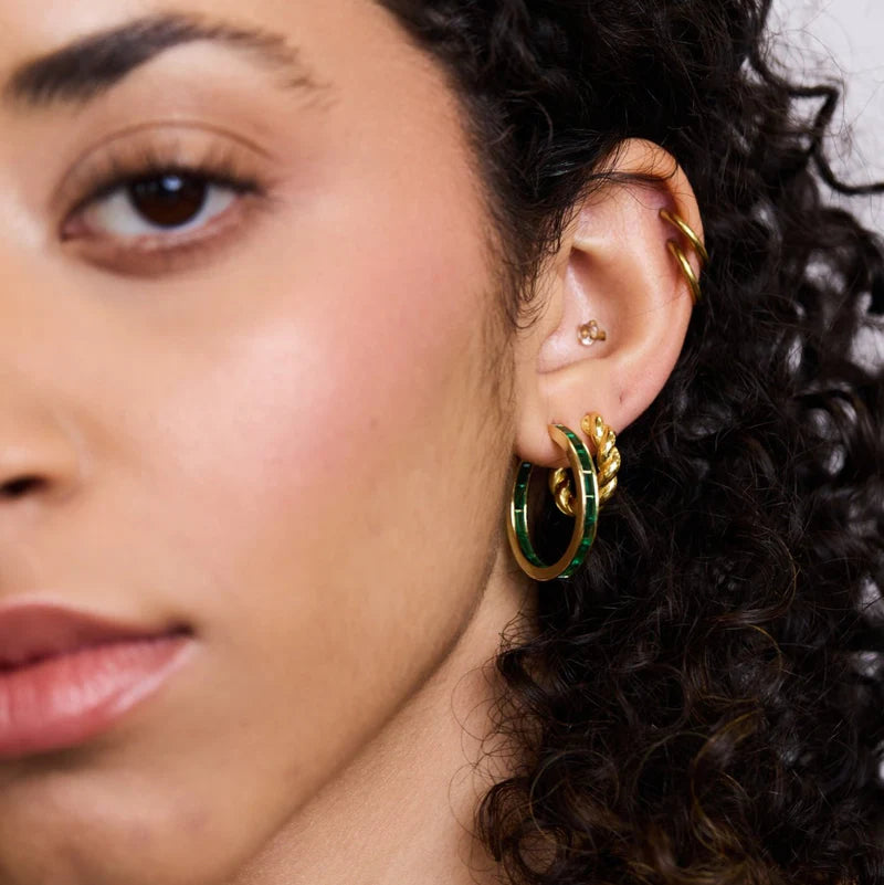Semma Gem Hoop - Green Onyx-Elli Parr-Happy on Main