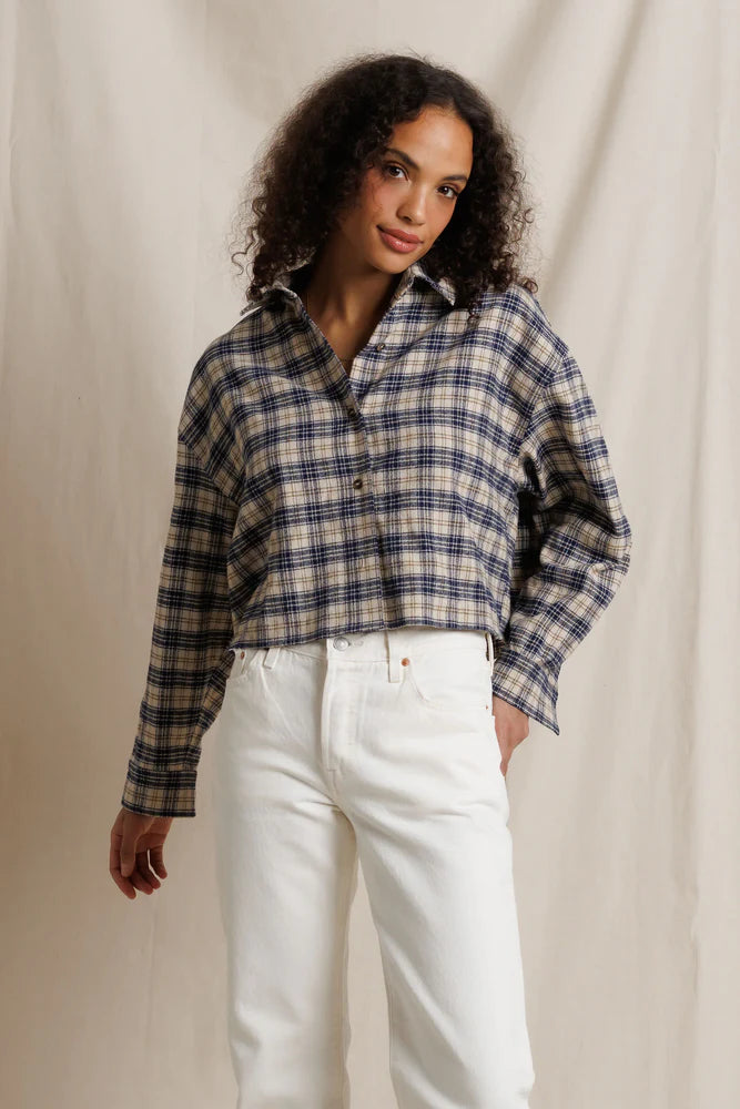 Tate Button Down Shirt - Sugar Plaid-perfectwhitetee-Happy on Main