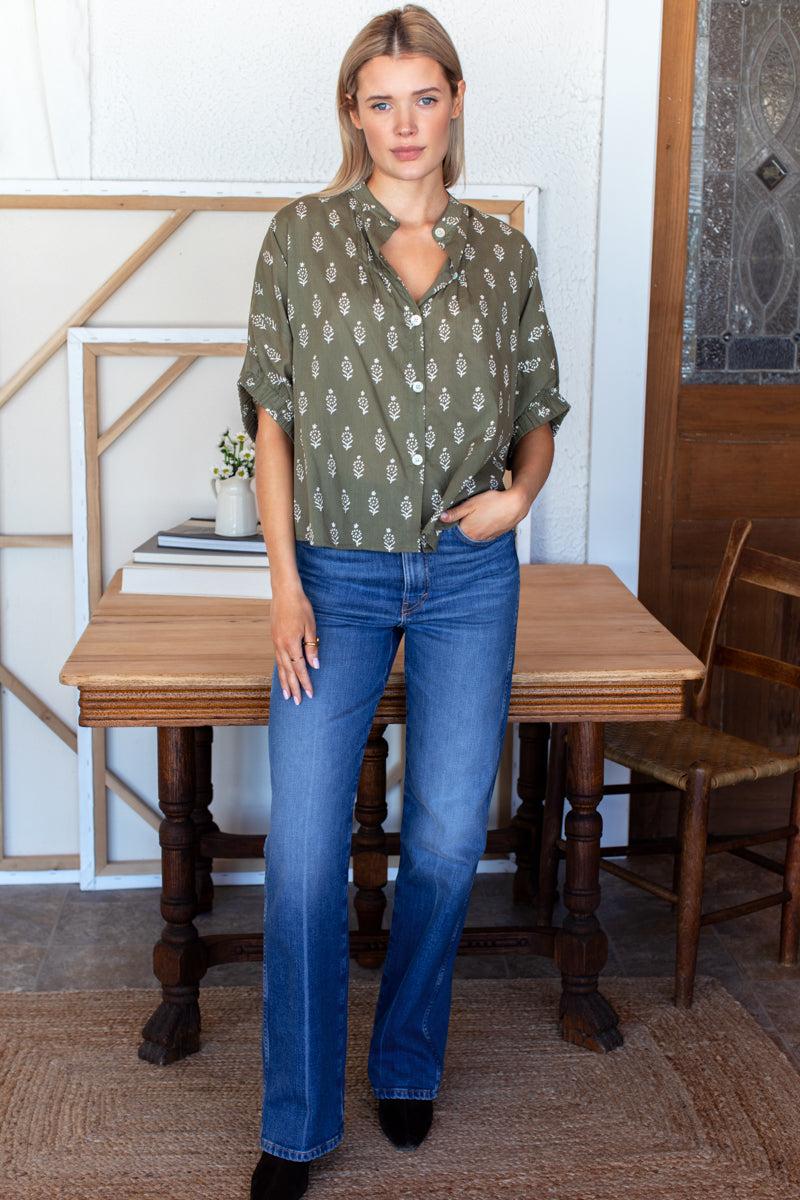 Mandarin Collar Top-Casual Tops-Happy on Main
