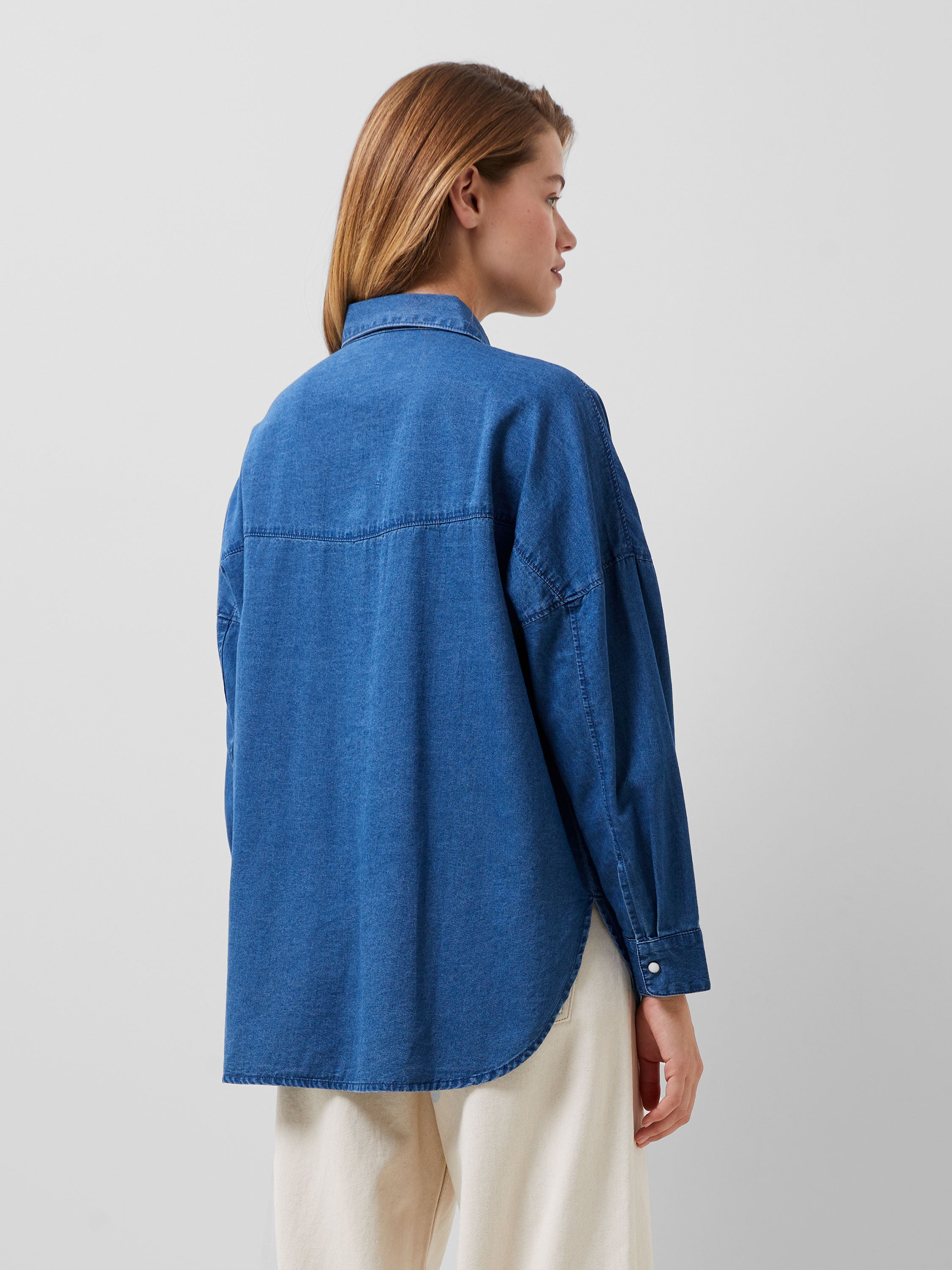 Zaves Chambray Denim Shirt-Casual Tops-Happy on Main
