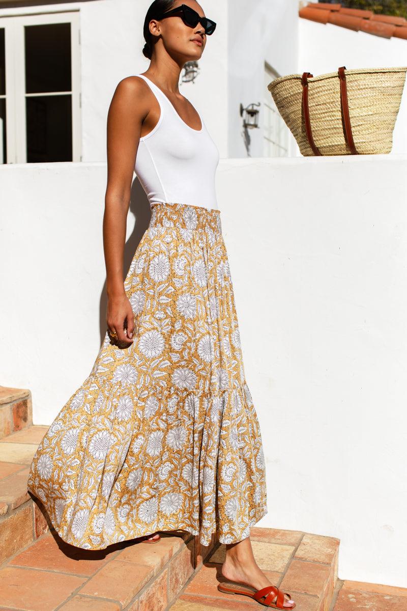 Shirred Skirt-Skirts-Happy on Main