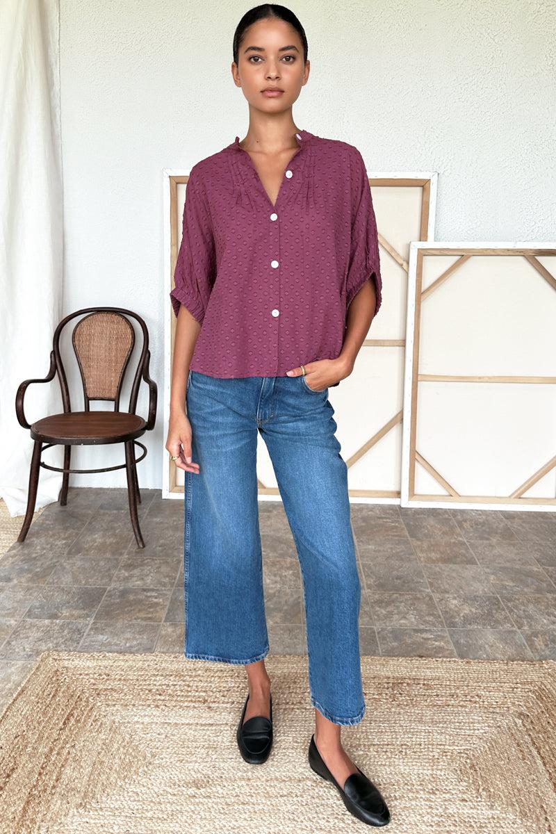 Mandarin Collar Top-Casual Tops-Happy on Main