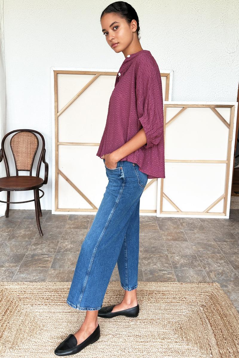 Mandarin Collar Top-Casual Tops-Happy on Main