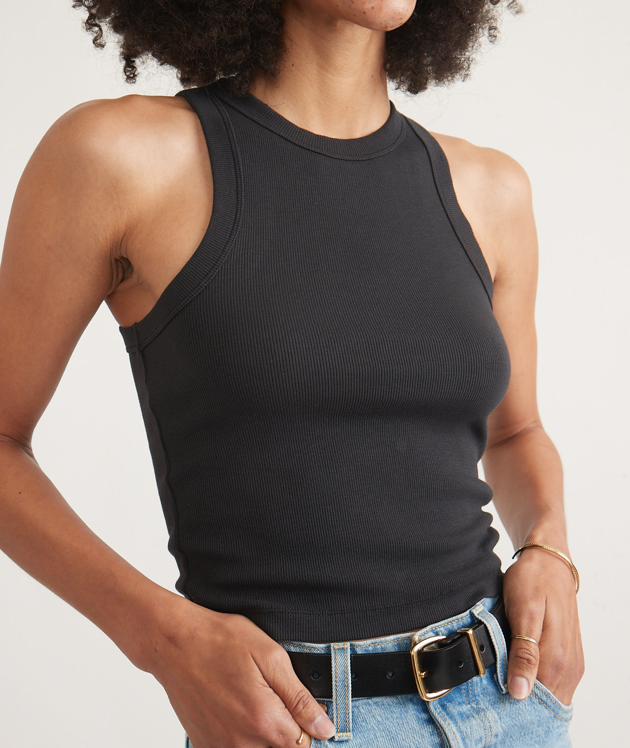 Lexi Rib Sun-In High Neck Crop Tank-Basic Tanks + Tees-Happy on Main