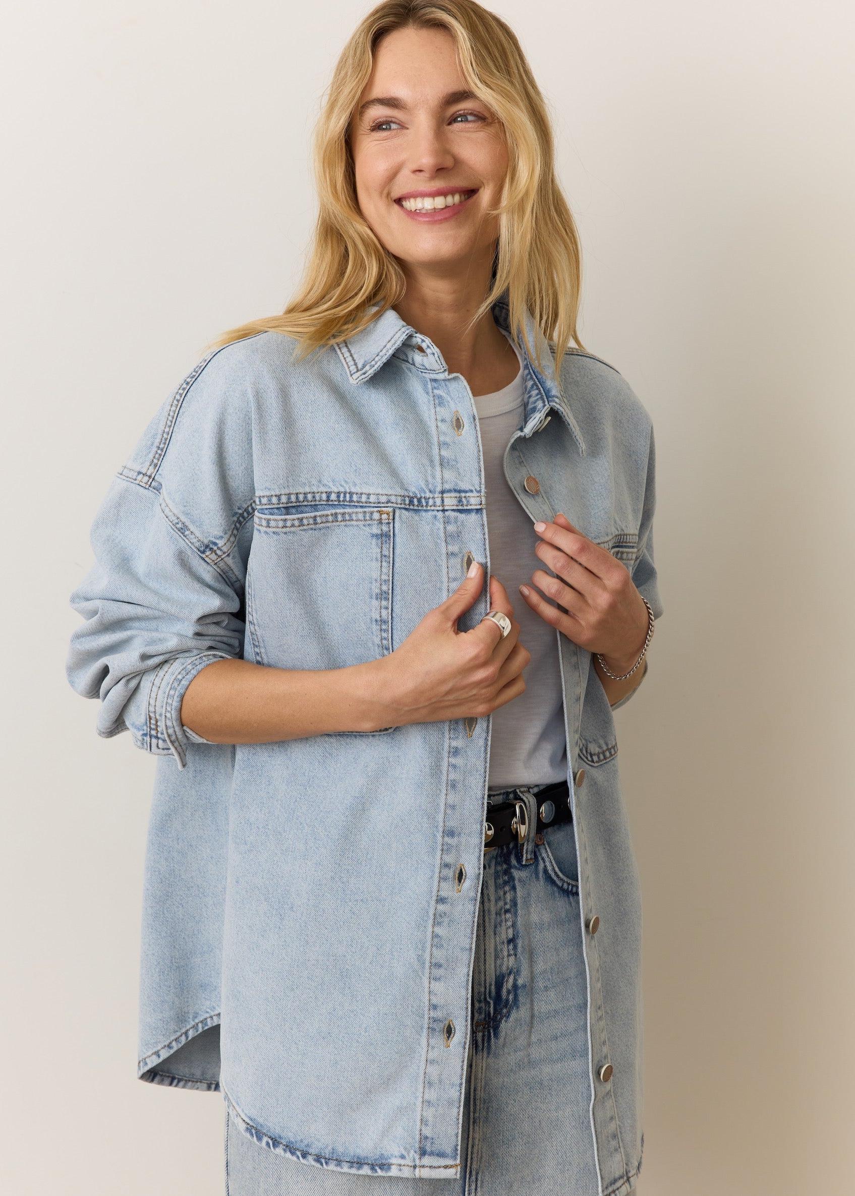 Molly Denim Shirt Jacket-Outerwear-Happy on Main
