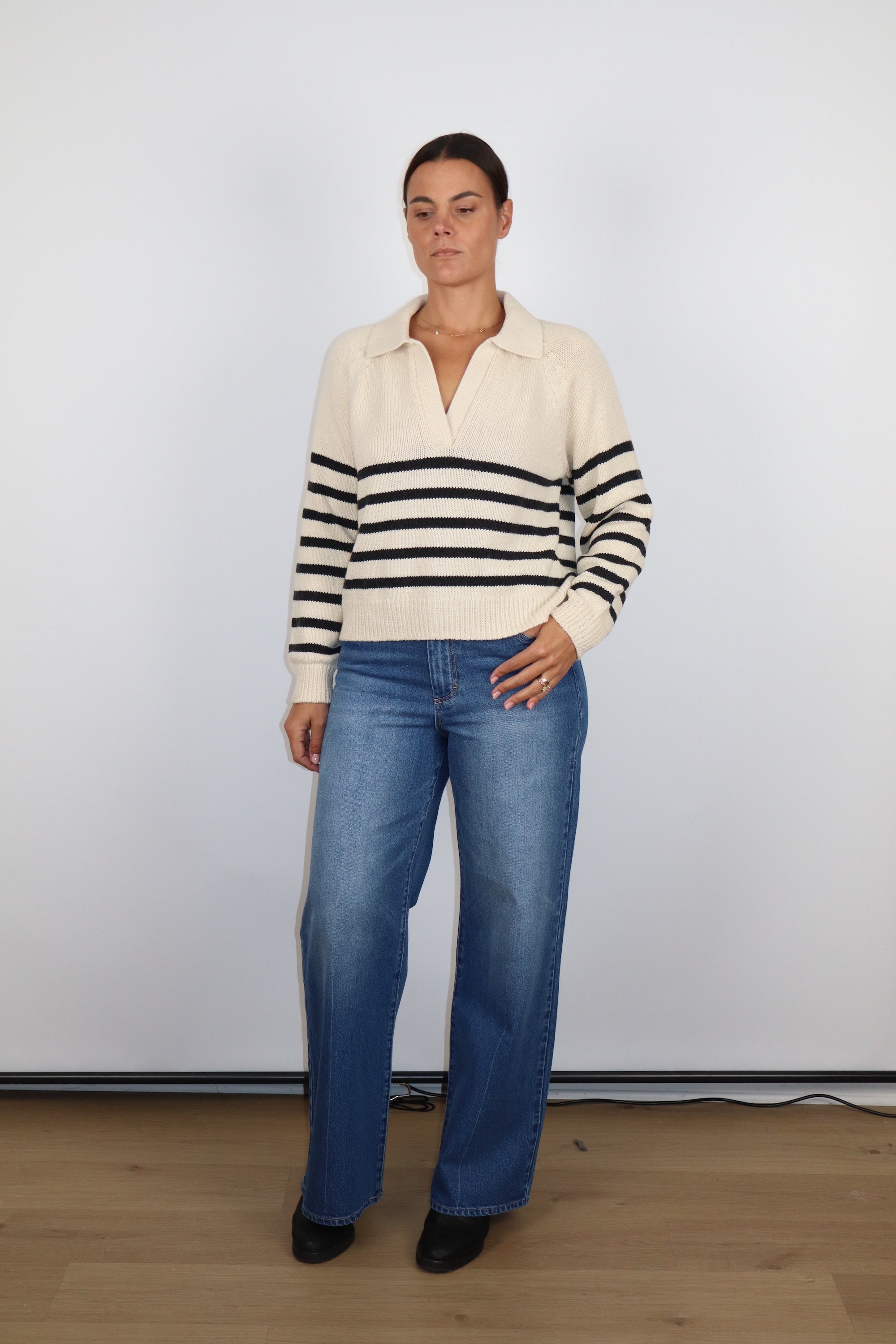 Berkeley Sweater Polo-Casual Tops-Happy on Main