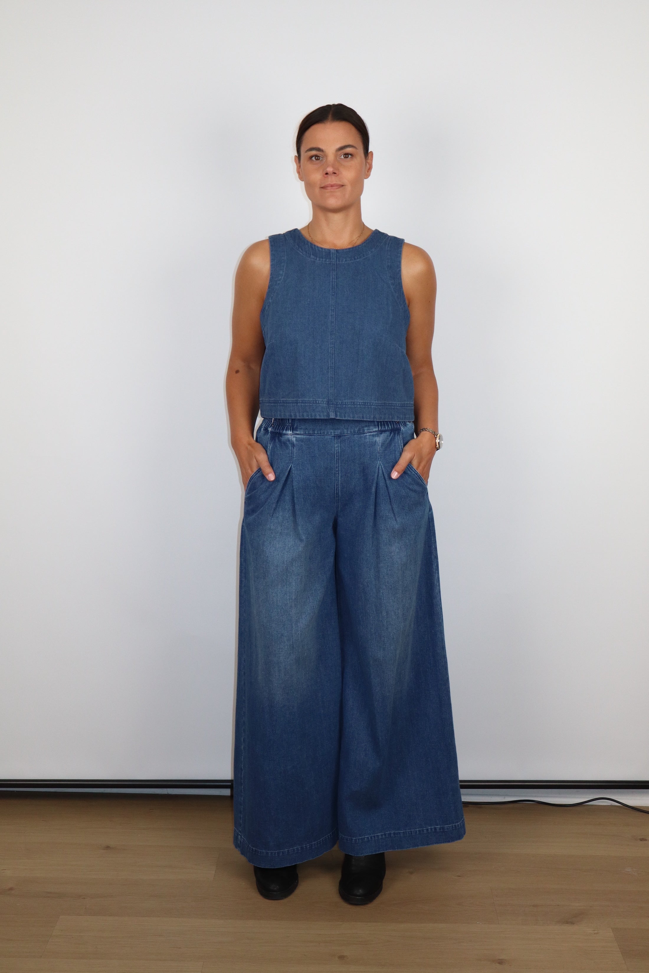 Quinn Denim Tank-Basic Tanks + Tees-Happy on Main