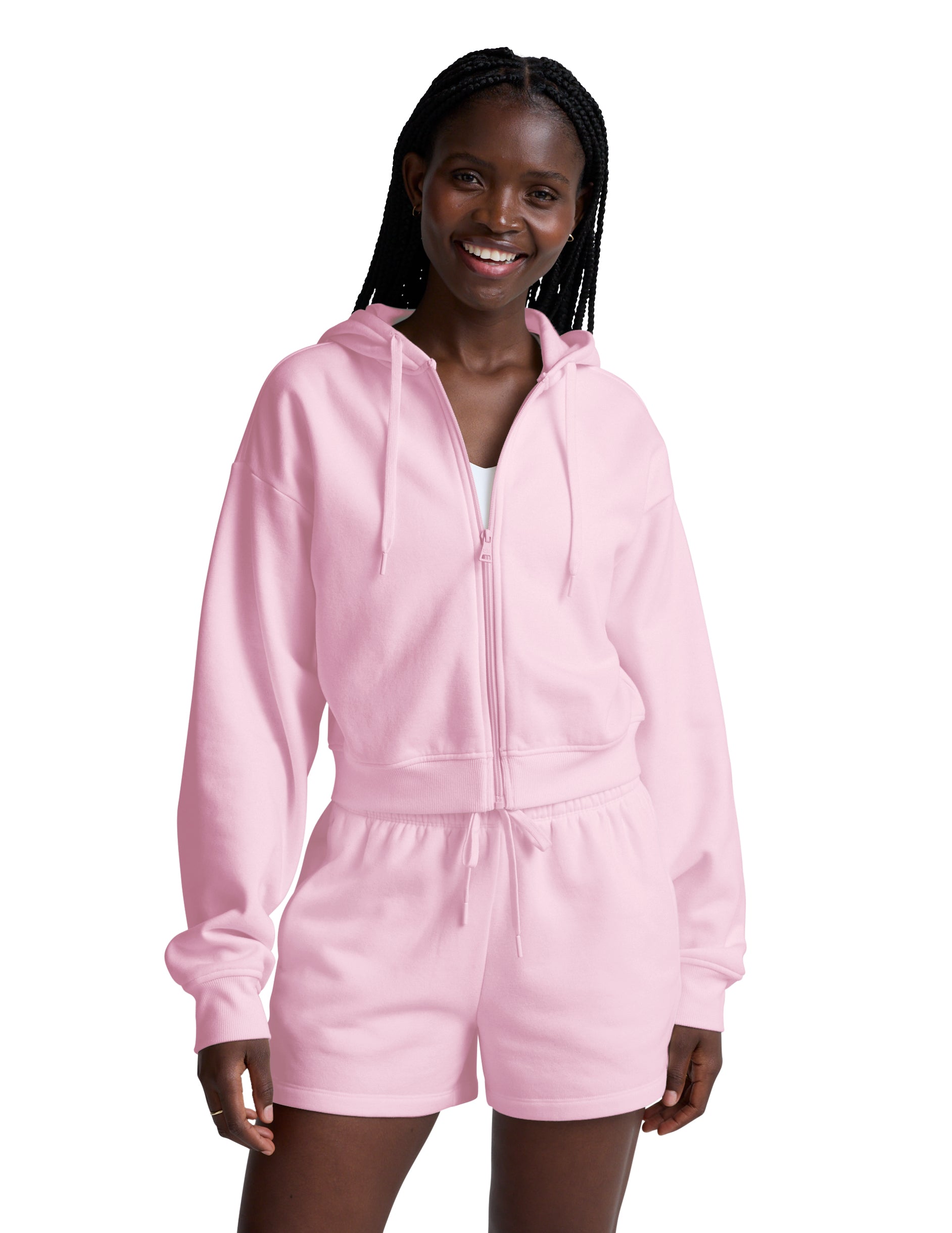 Luxefleece Zip Up Hoodie - Frosty Pink-Beyond Yoga-Happy on Main