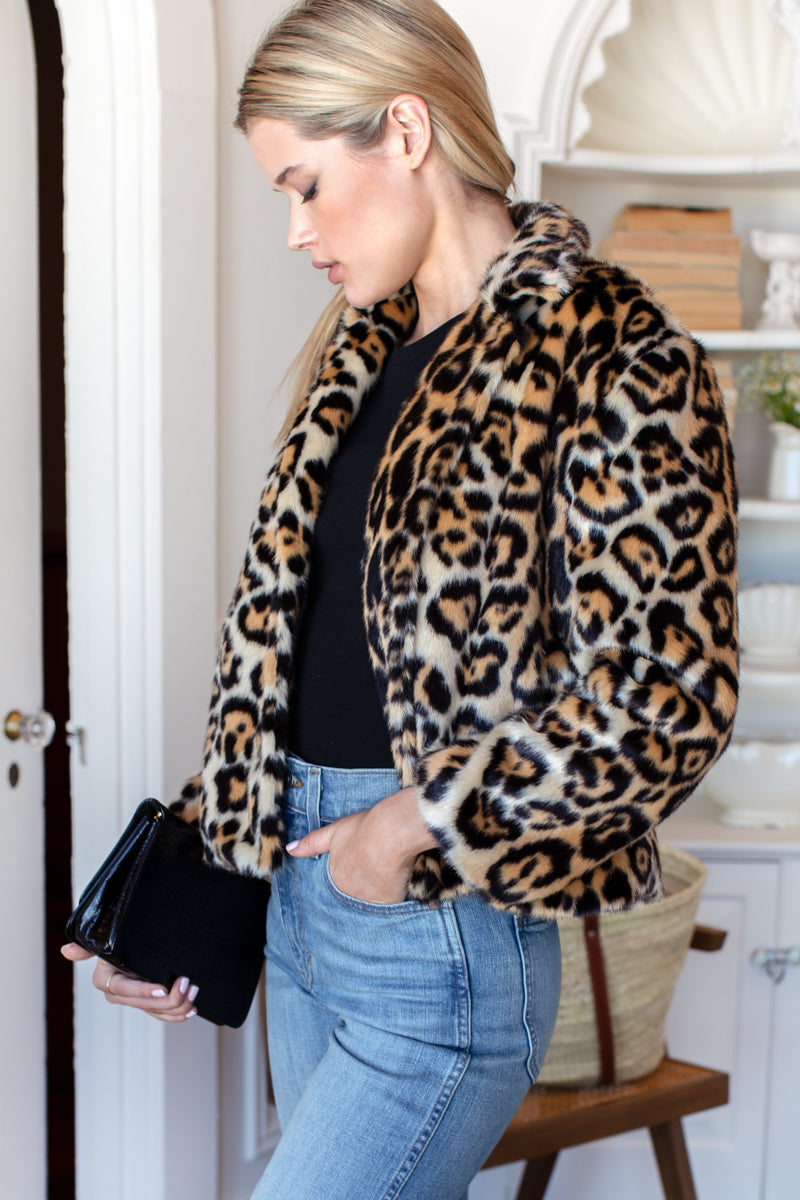 Short 60s Coat - Leopard Fur-Emerson Fry-Happy on Main