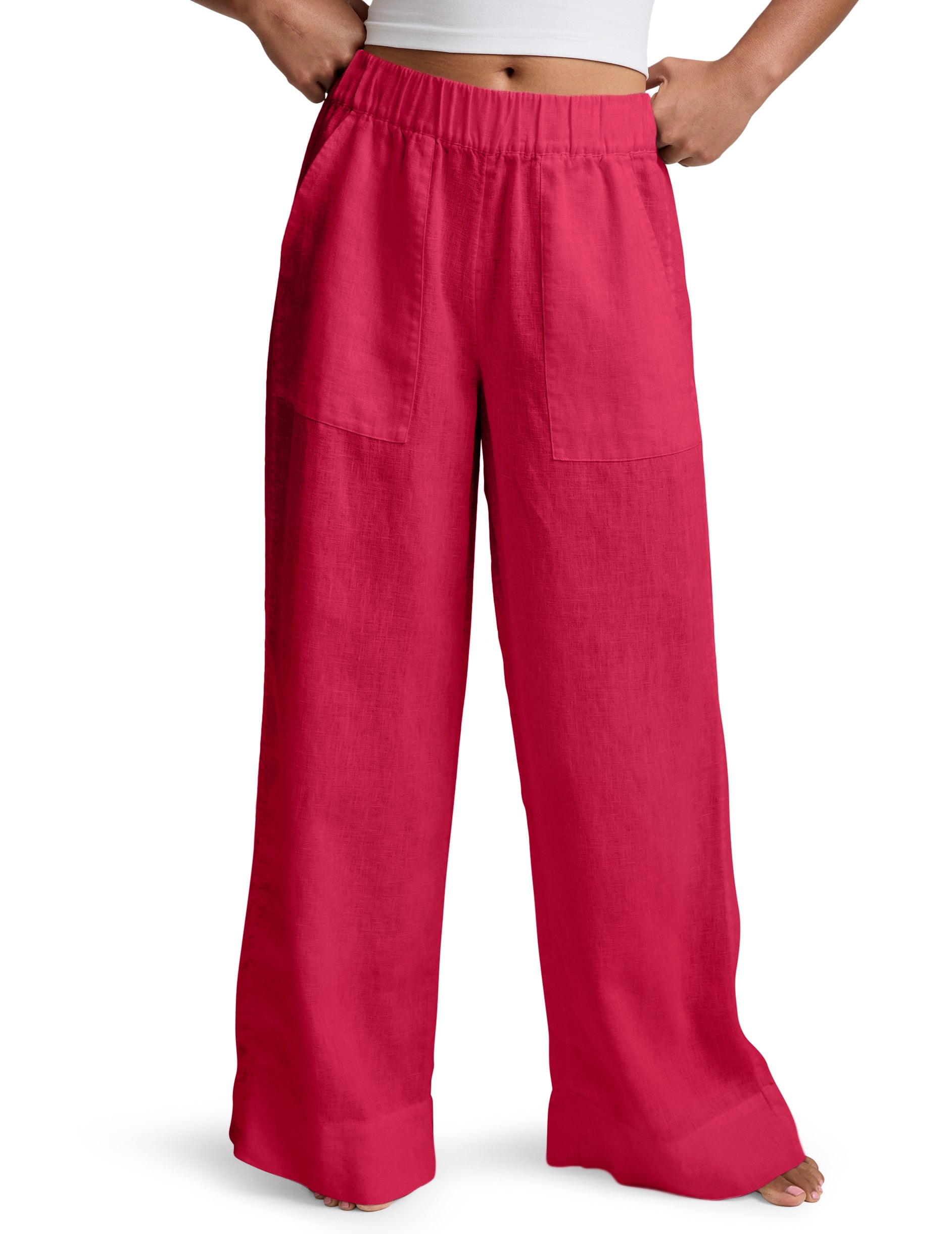 Softwash Linen Easy Wide Leg Pant - Berry Red-Beyond Yoga-Happy on Main