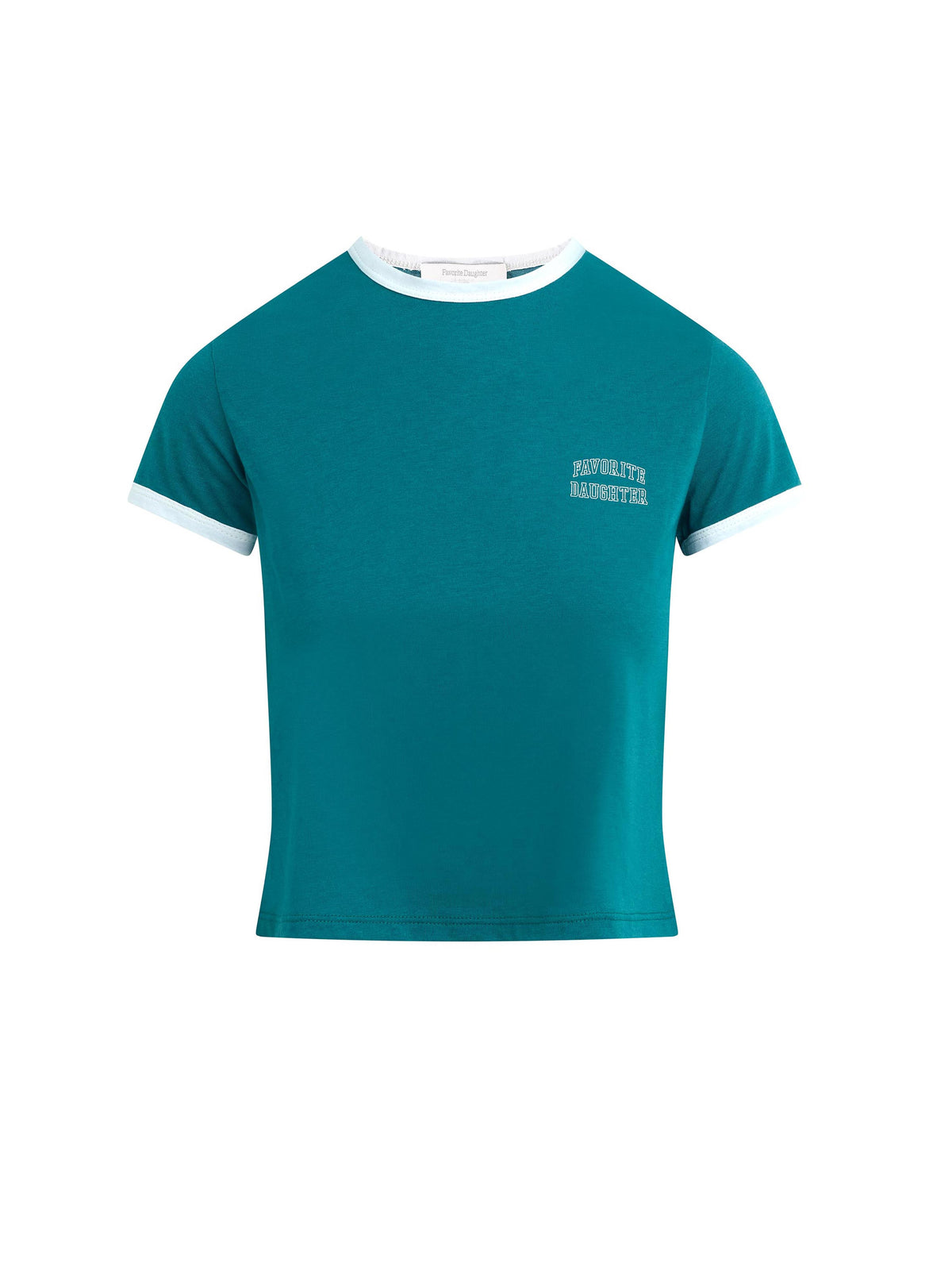 The Cropped Favorite Daughter Ringer Tee - Emerald/Off White-Favorite Daughter-Happy on Main