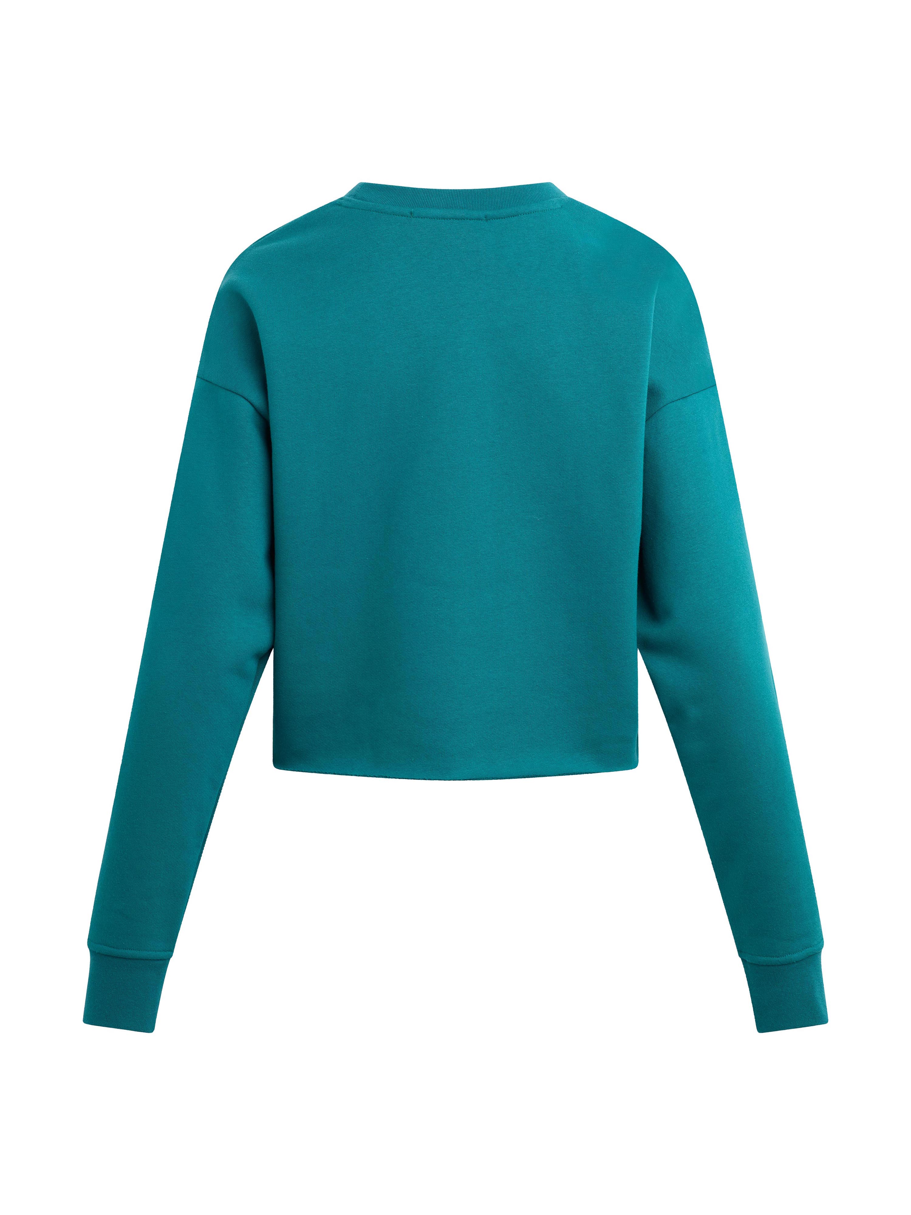 The Cropped Collegiate Sweatshirt - Emerald/Off White-Favorite Daughter-Happy on Main