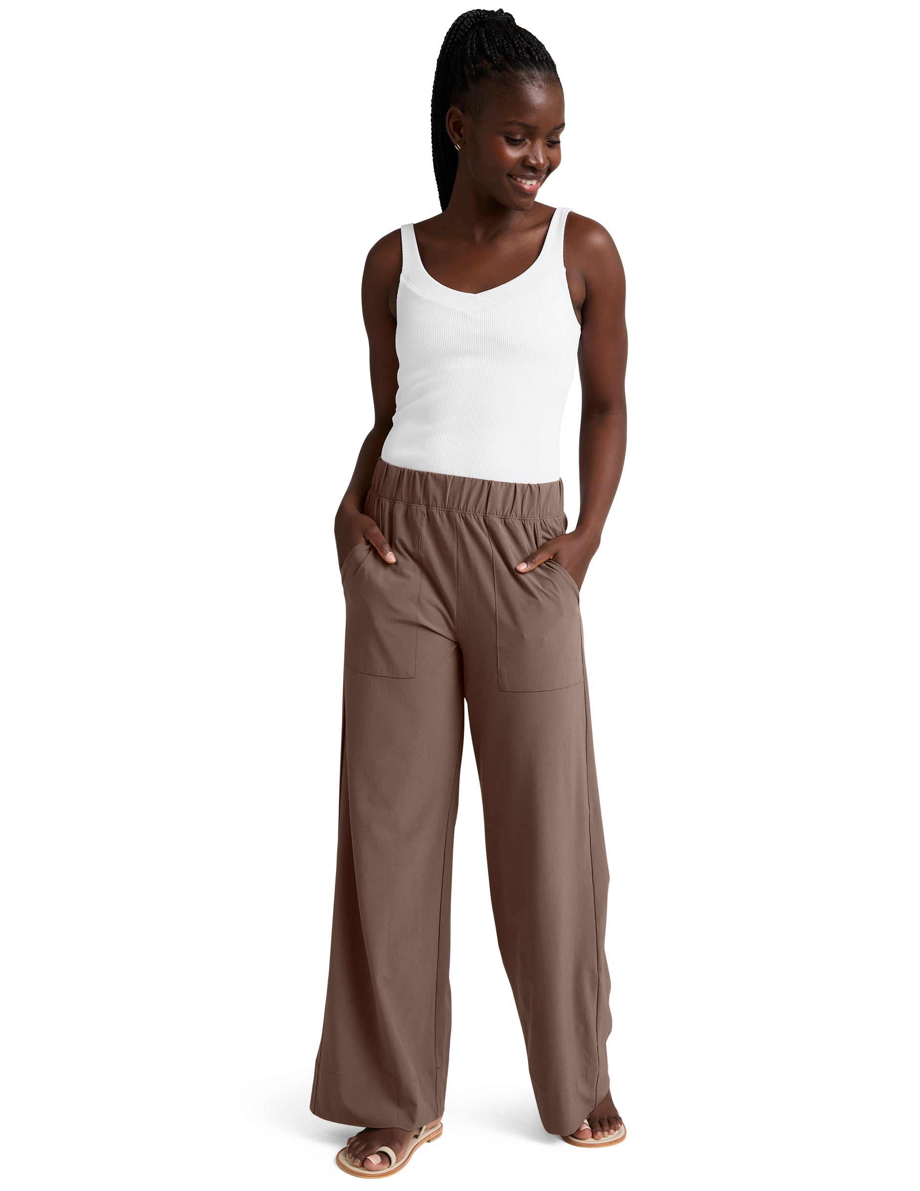 Easy Wide Leg Pant - Khaki-Beyond Yoga-Happy on Main
