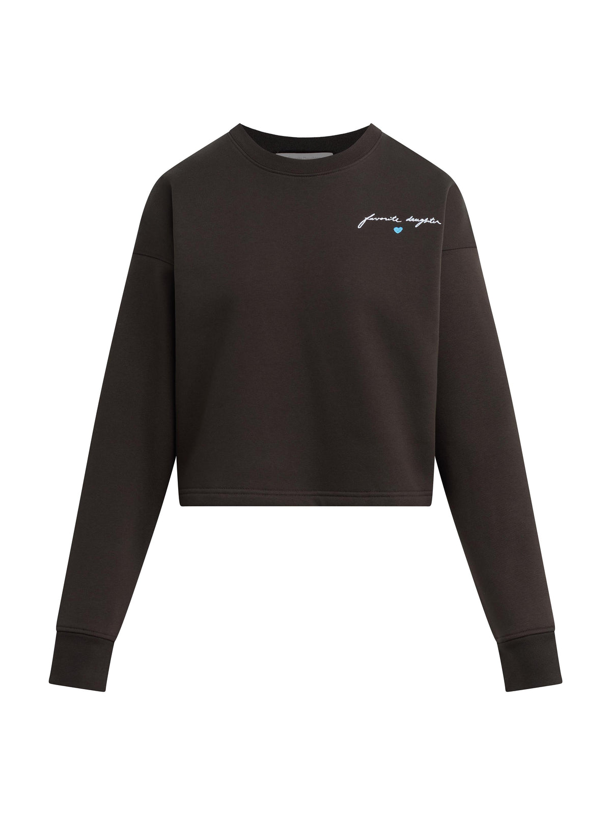 The Cropped Signature Sweatshirt - Espresso/Sea Blue-Favorite Daughter-Happy on Main