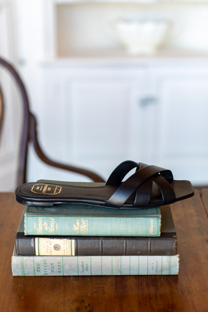 Fortuna Slide - Black Leather-Emerson Fry-Happy on Main