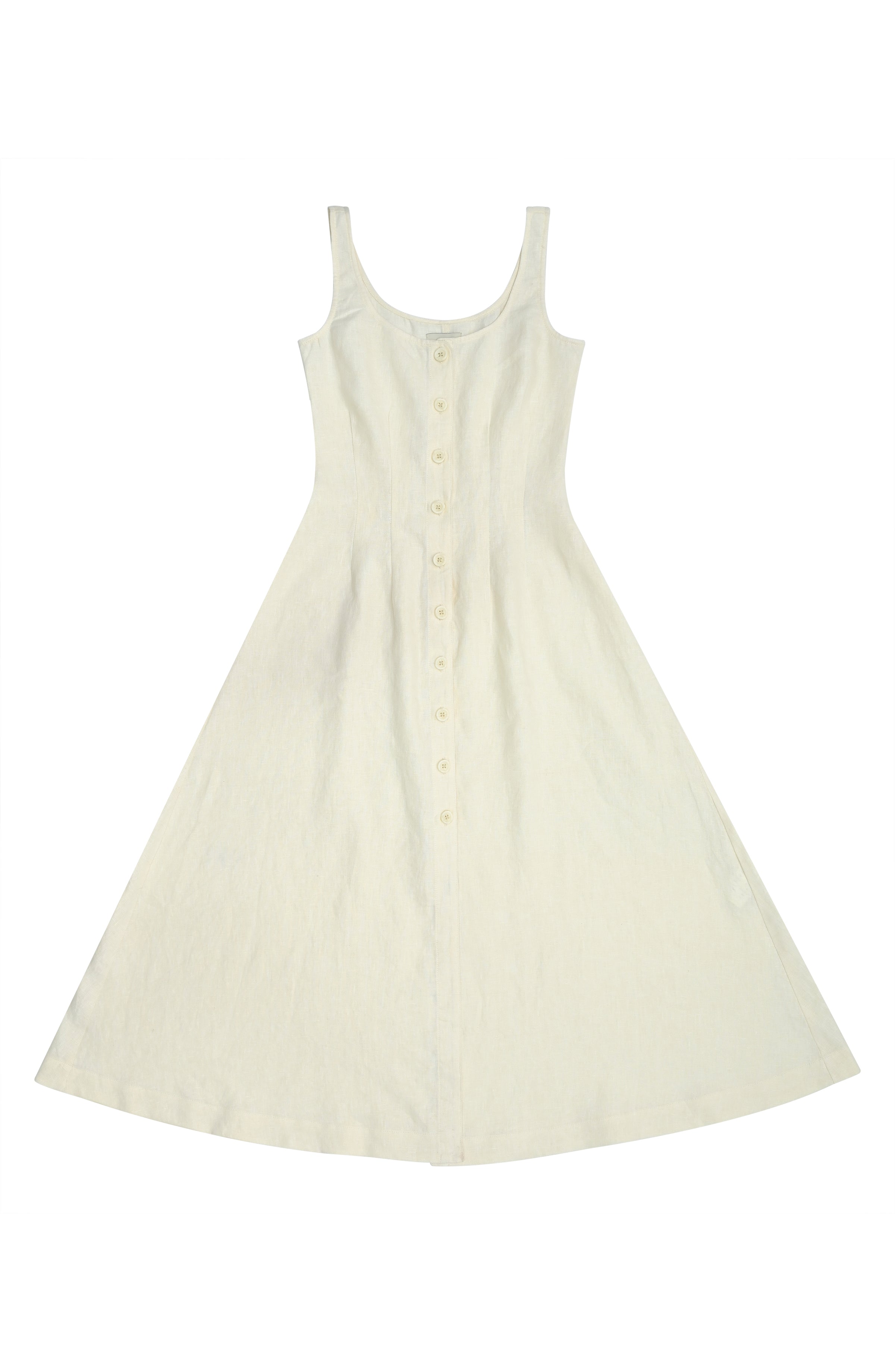 Montauk Dress: Sleeveless - Crema Linen-DL1961-Happy on Main