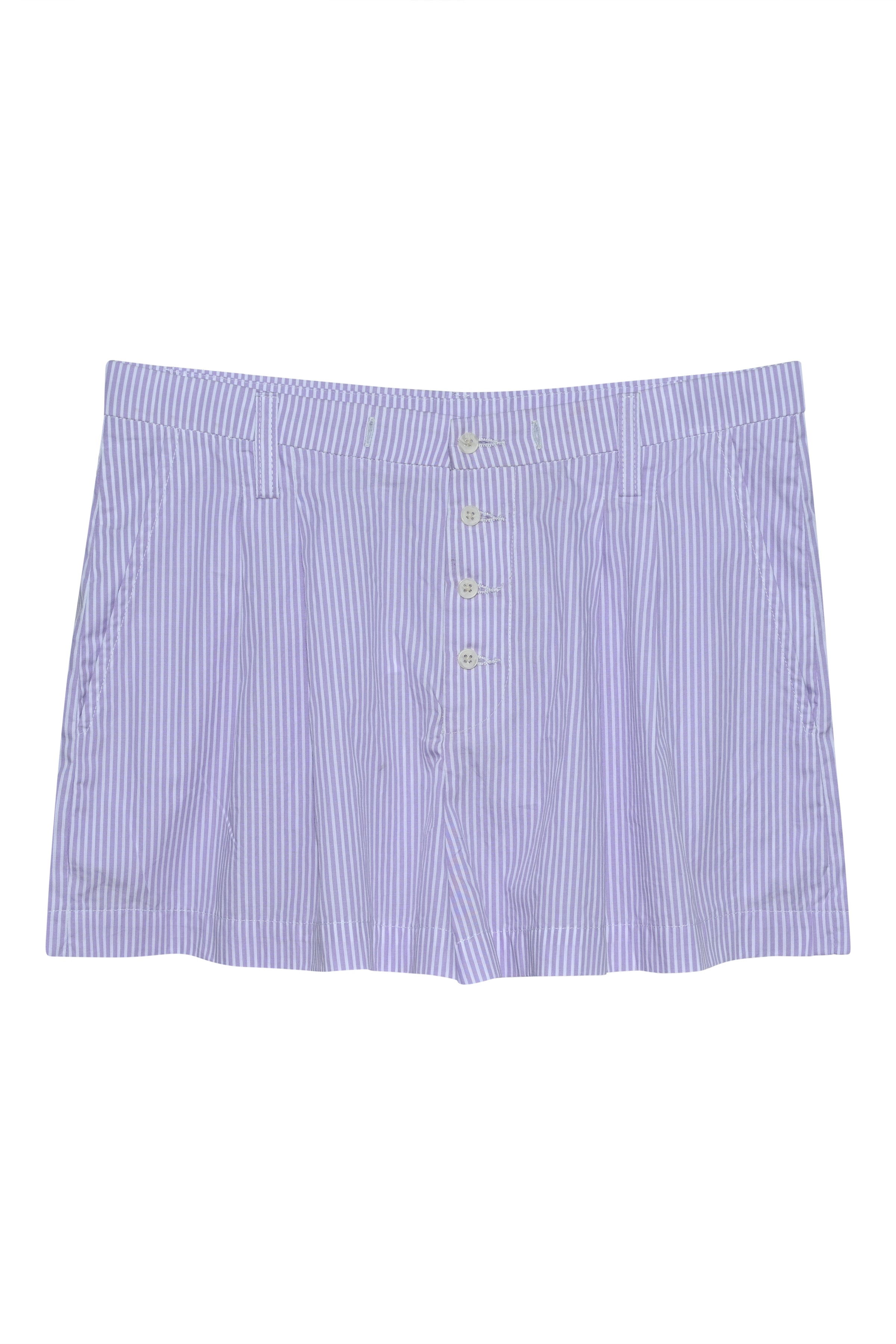 Isabel Short : Mid Rise Pleated 2.5’ - Lilac Stripe-DL1961-Happy on Main