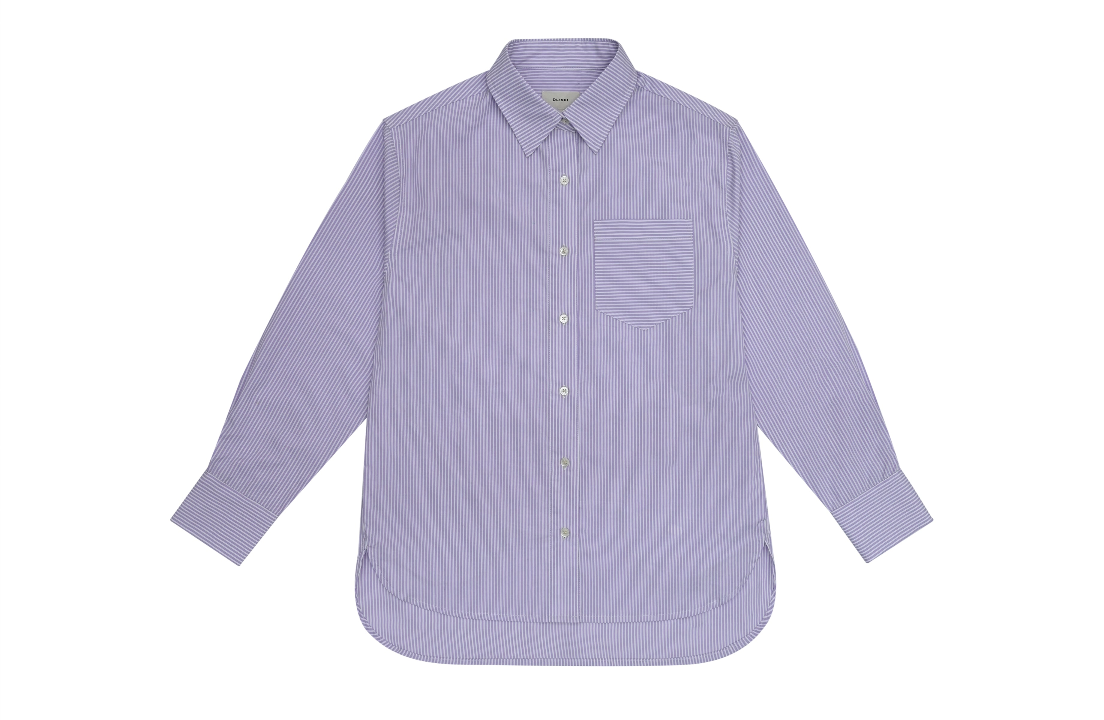 Faye Oversized Shirt - Lilac Stripe-DL1961-Happy on Main