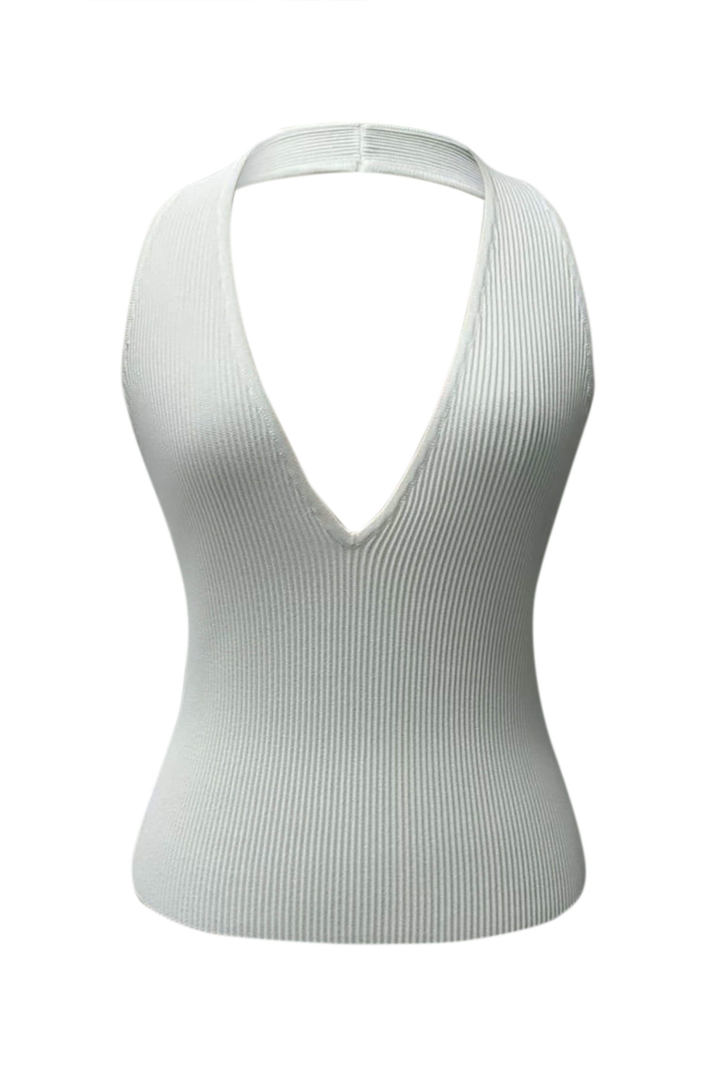 Halter Top - White-DL1961-Happy on Main