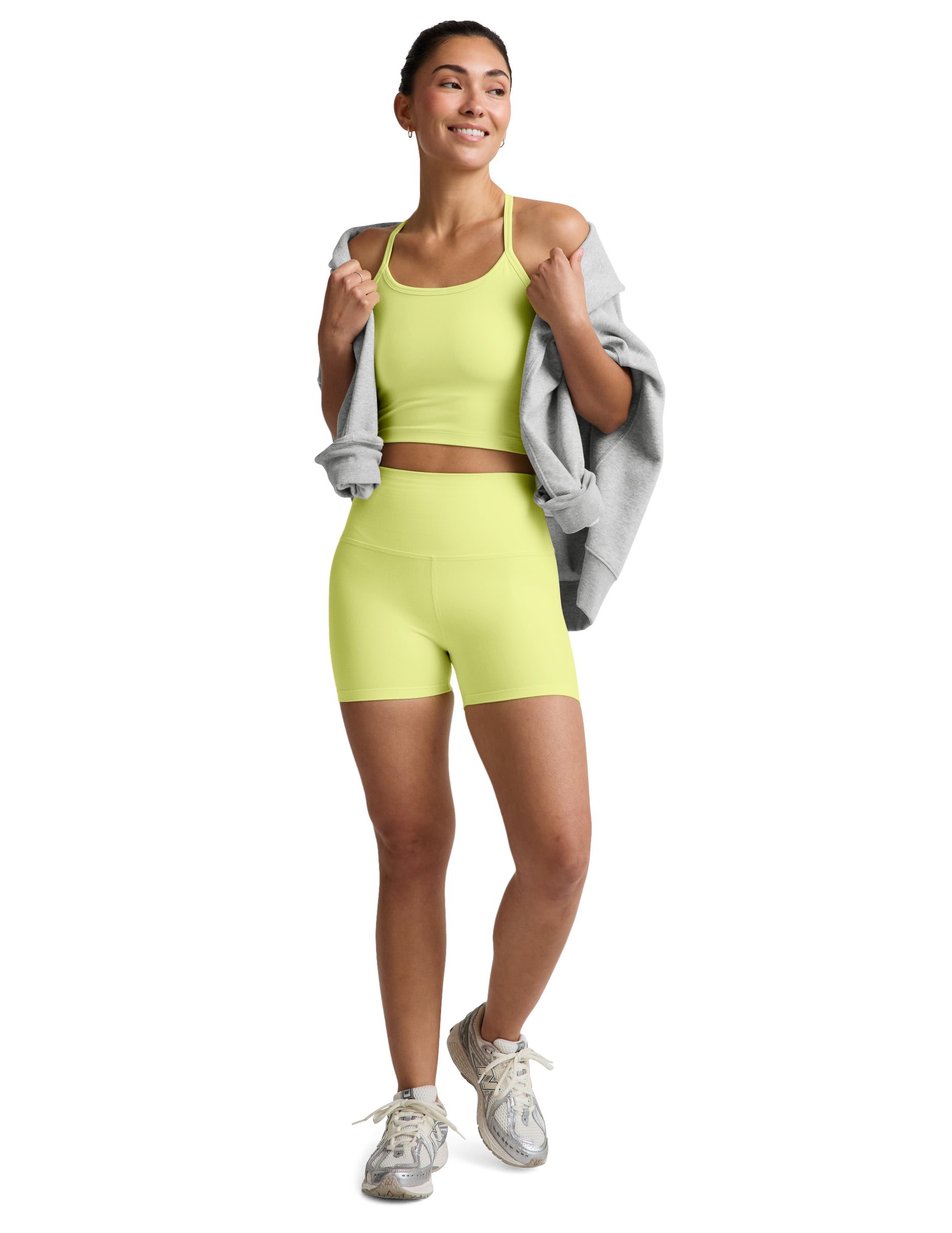 Spacedye Slim Racerback Cropped Tank - Electric Lime Heather-Beyond Yoga-Happy on Main