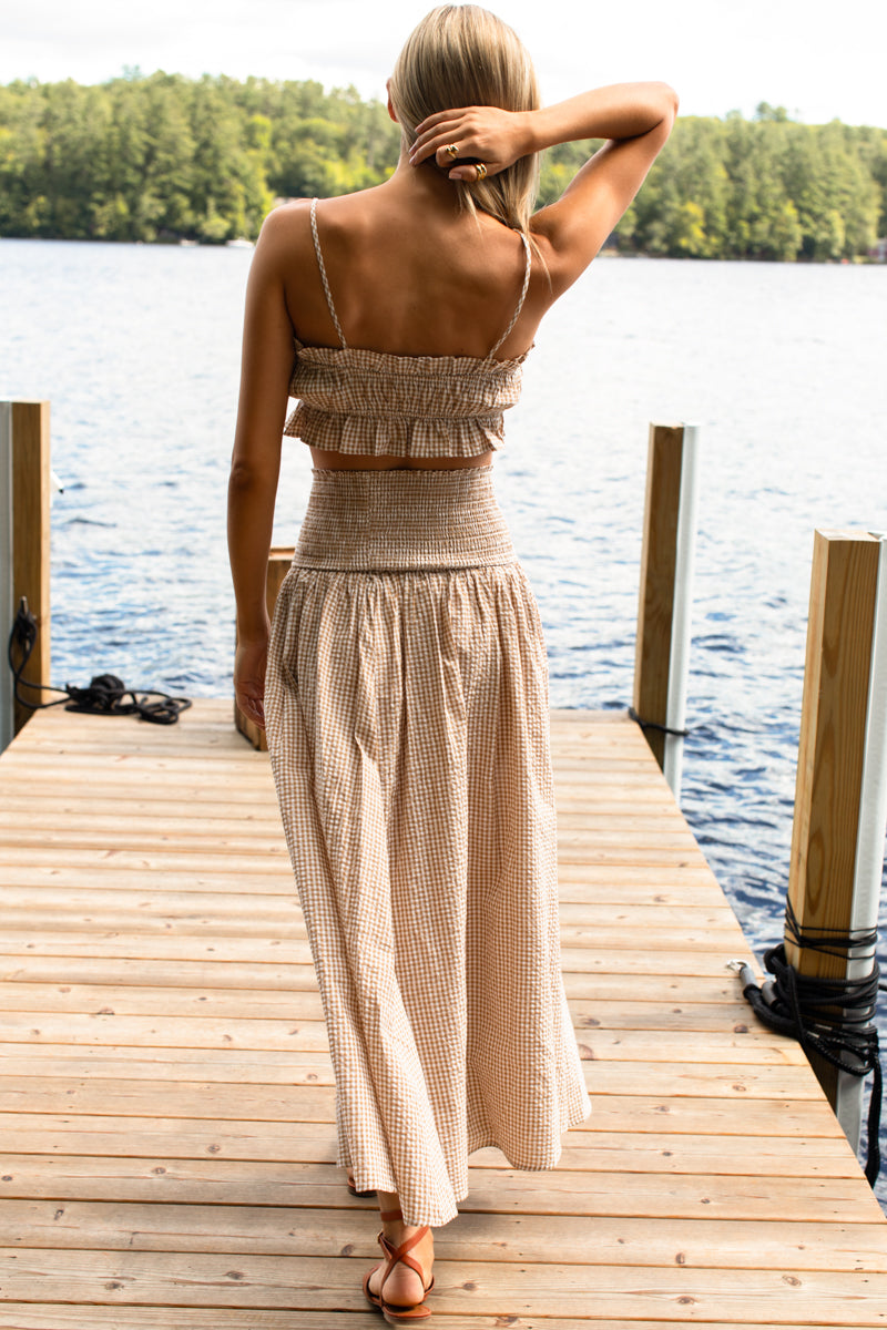 Smocked Maxi Skirt - Cafe Check-Emerson Fry-Happy on Main