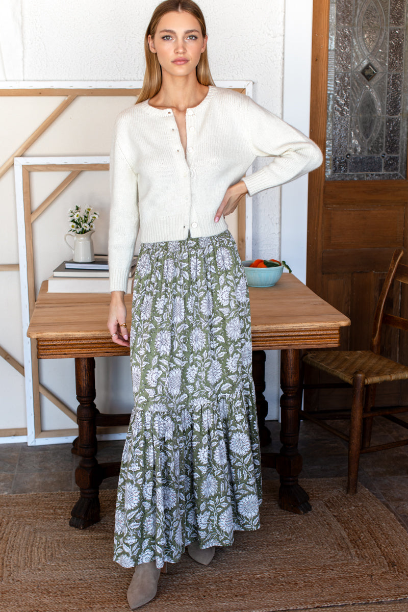 Shirred Skirt - Arles Gothic Olive-Emerson Fry-Happy on Main