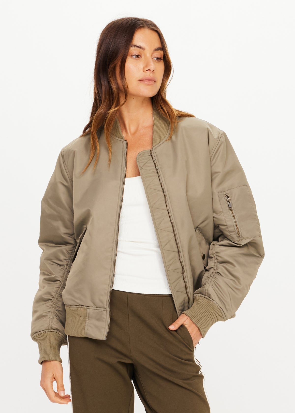 Tribute Bomber Jacket - Green-The Upside-Happy on Main