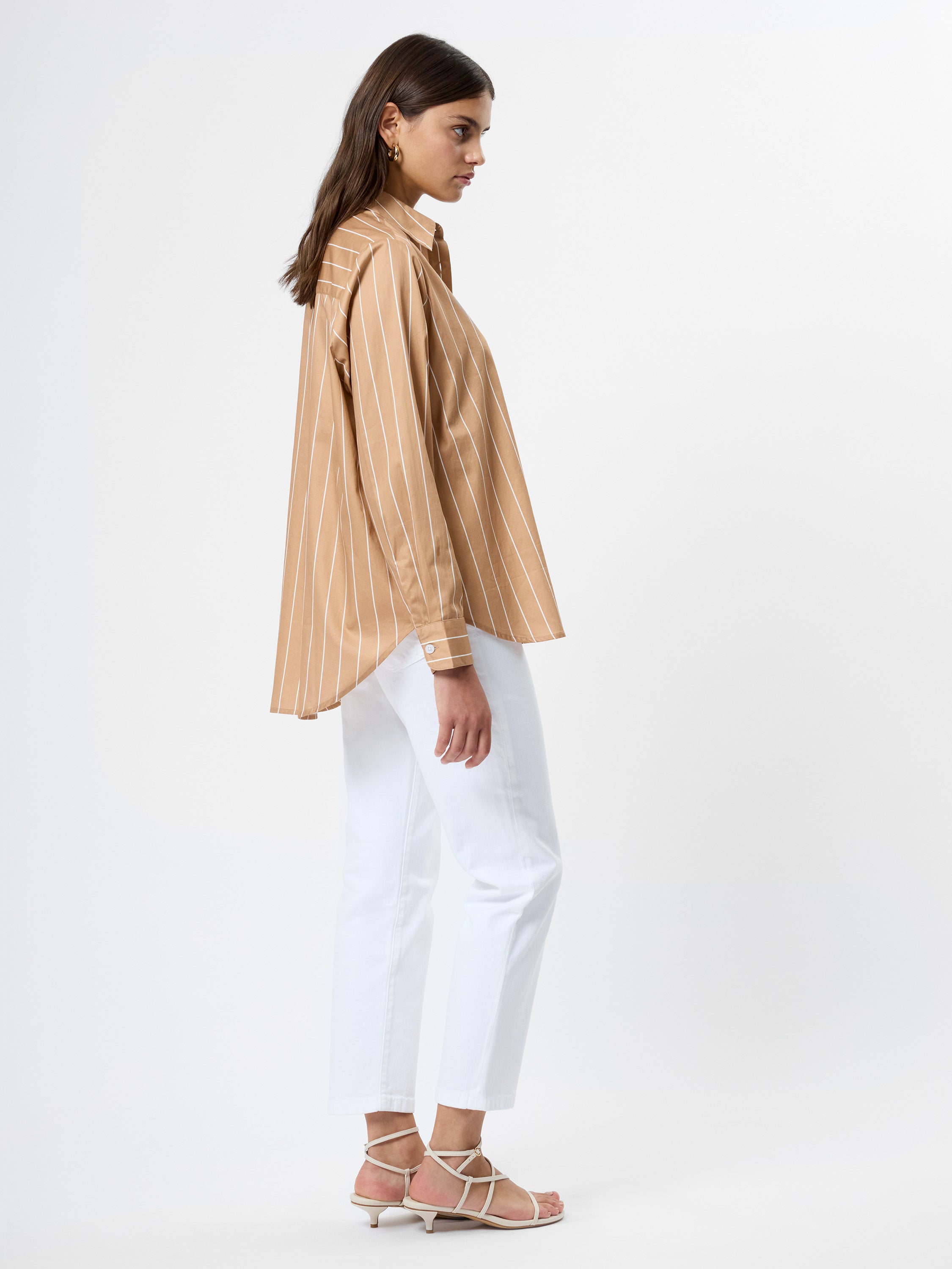 Alexis Poplin Fine Line Shirt - Macchiato-French Connection-Happy on Main