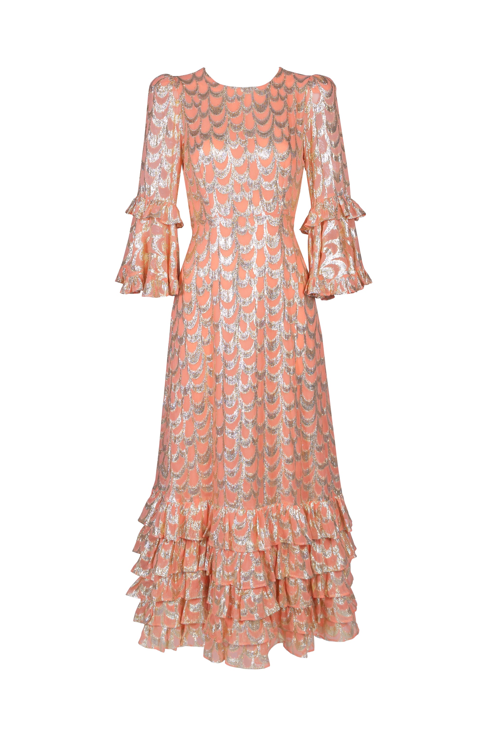 Josephine Dress - Peach Metallic-Queens of Archive-Happy on Main