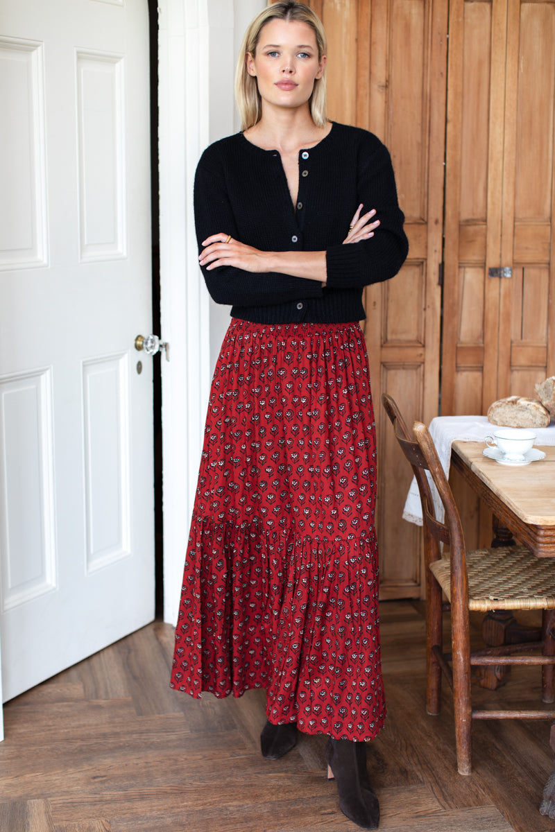 Shirred Skirt - Lantern Flower Rouge-Emerson Fry-Happy on Main