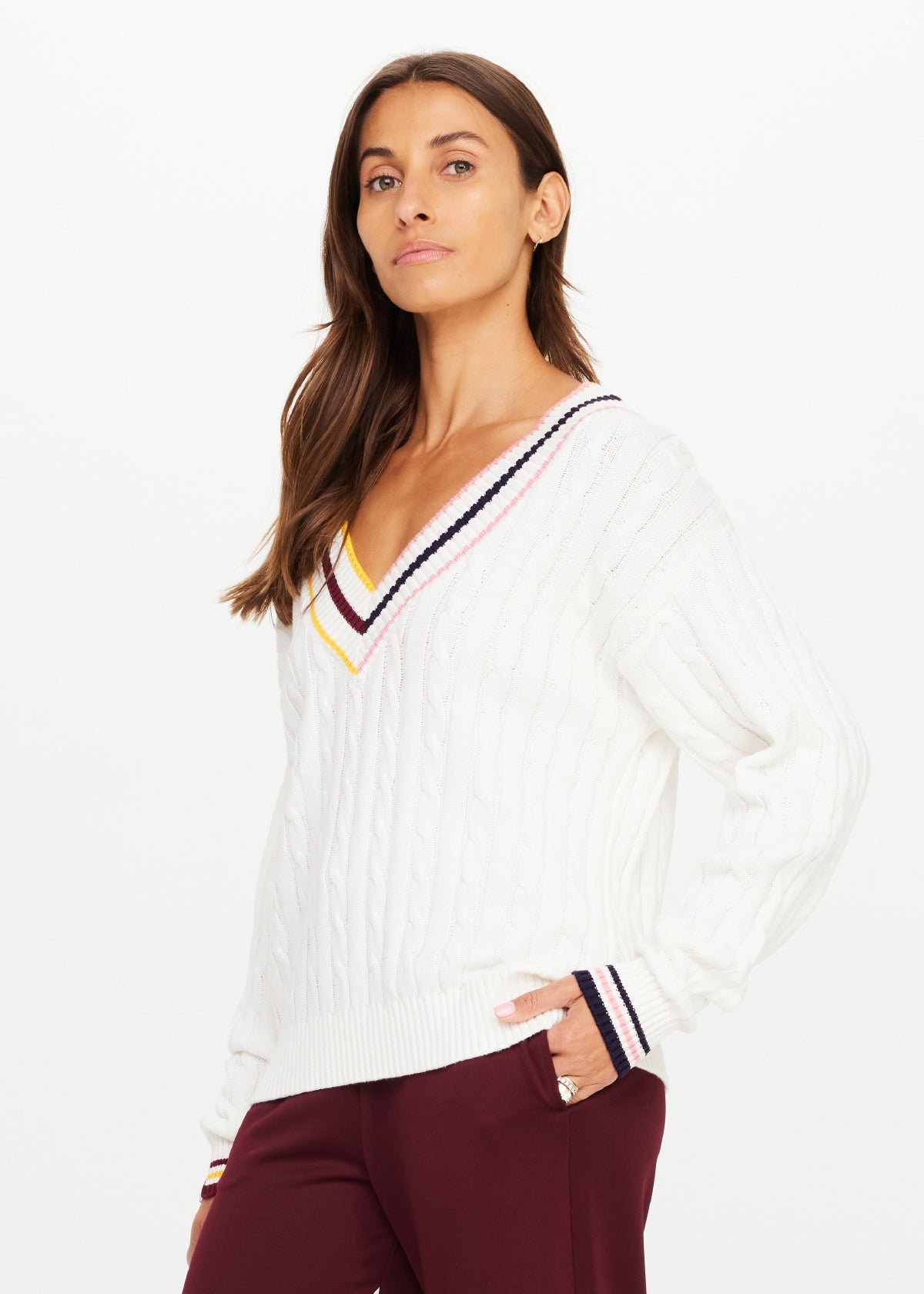Josette Vneck Knit Sweater - Cream-The Upside-Happy on Main