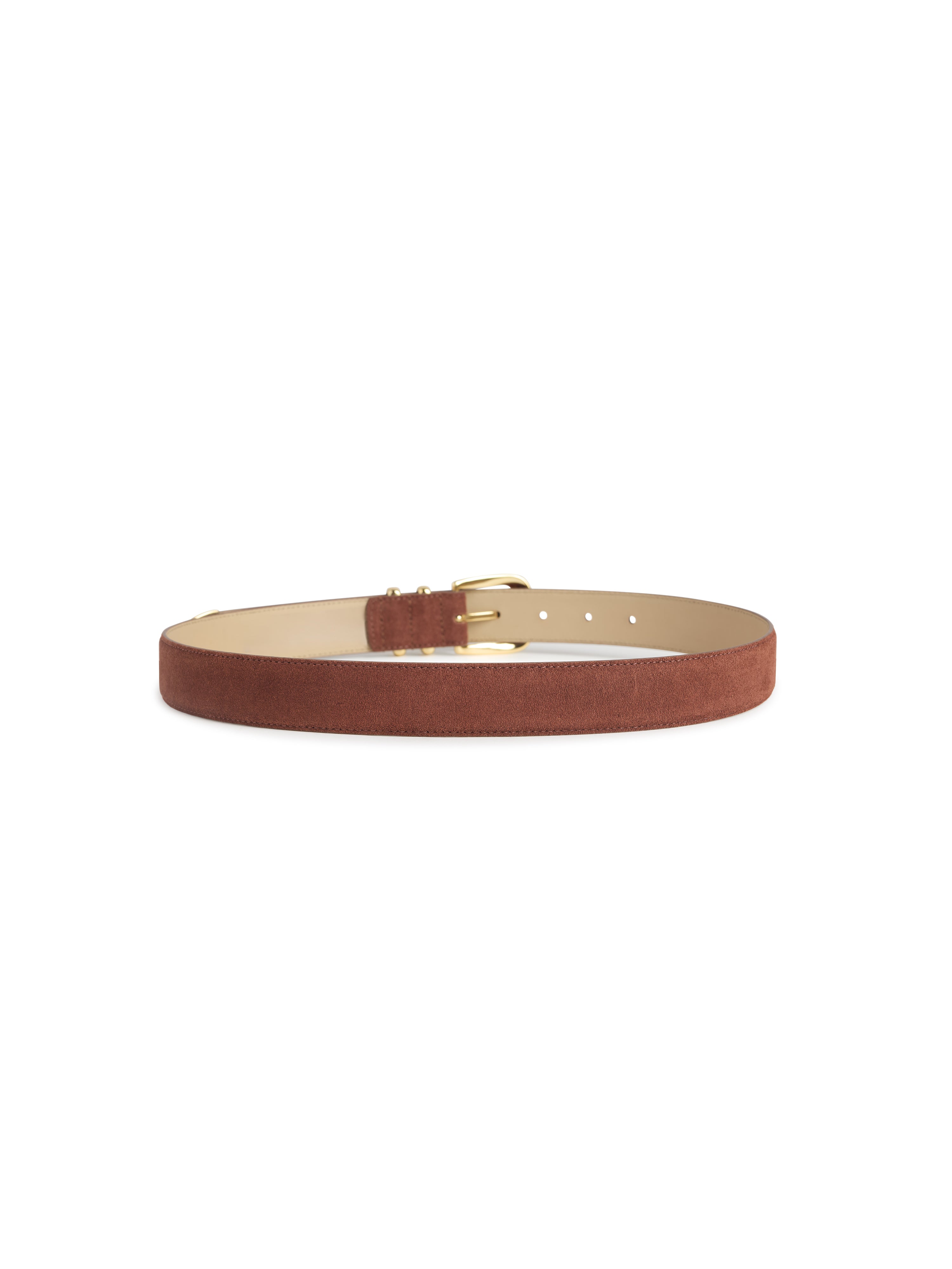 The Suede Jordan Belt - Tan/Polished Gold-Favorite Daughter-Happy on Main