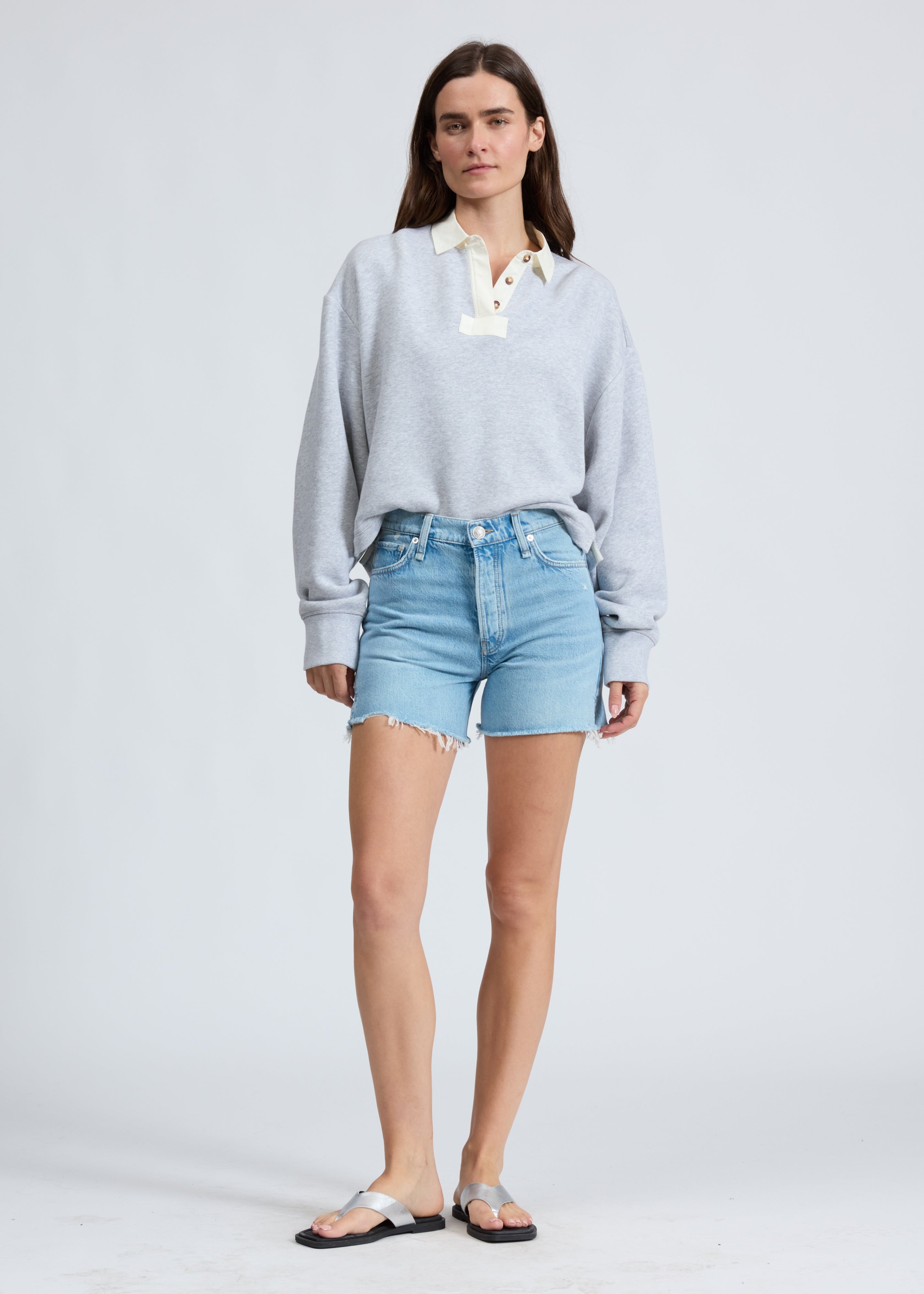 Vintage Terry Mix Media Sweatshort - Heather Gray-Rag & Bone-Happy on Main