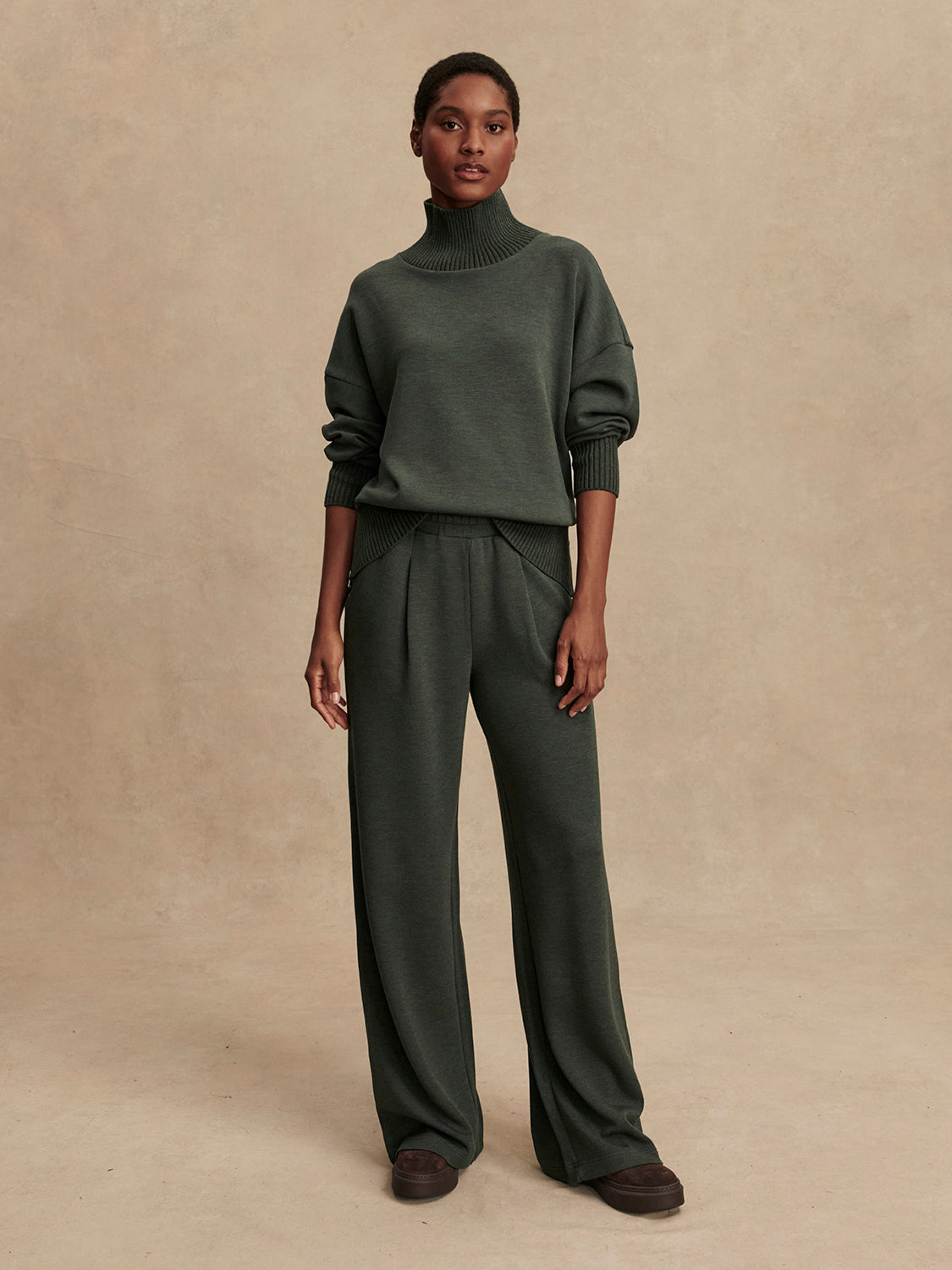 The Extra Wide Leg Pant 29.5 - Olive Marl-Varley-Happy on Main