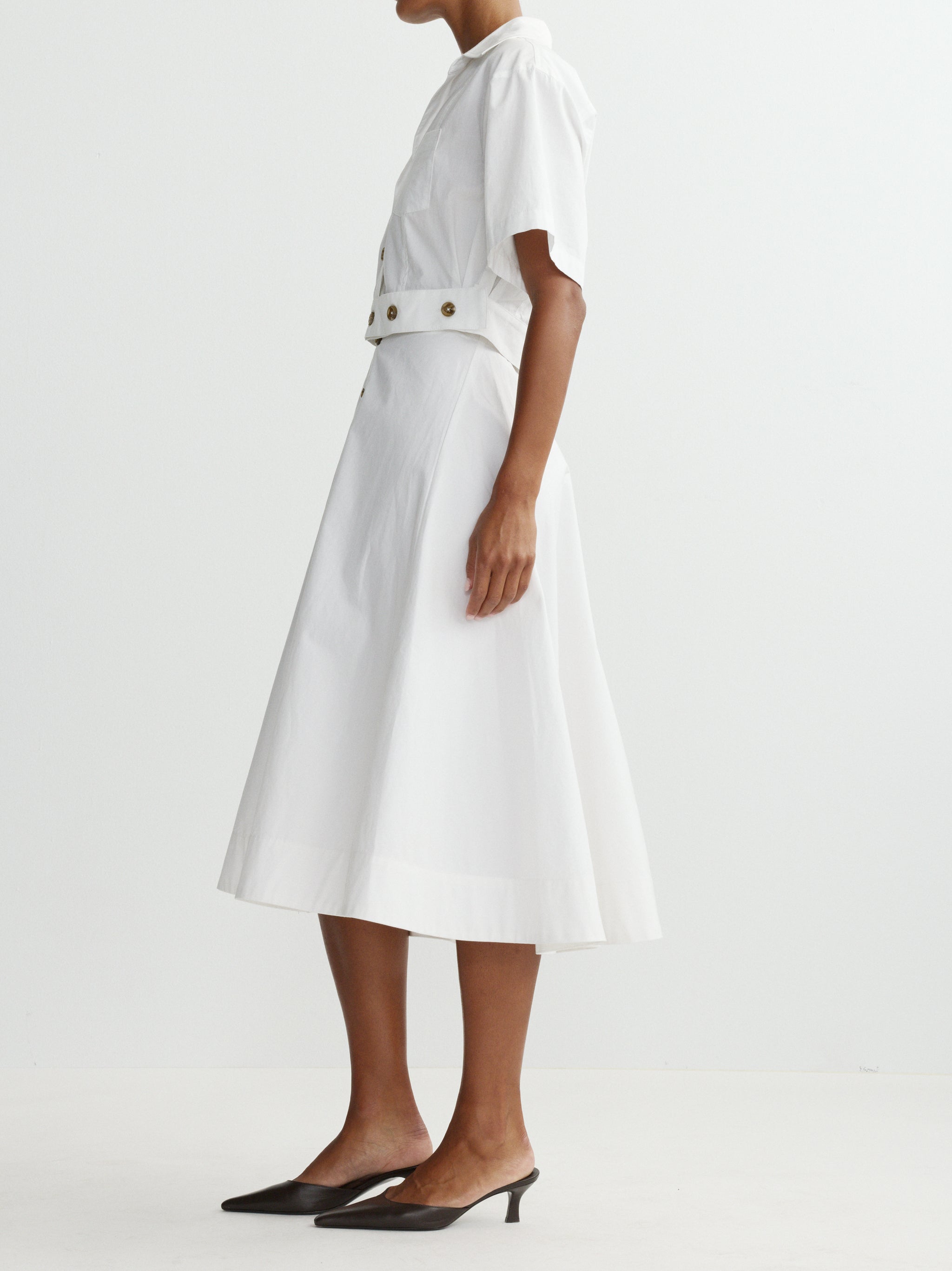 Peonie Skirt: Midi - White Poplin-DL1961-Happy on Main