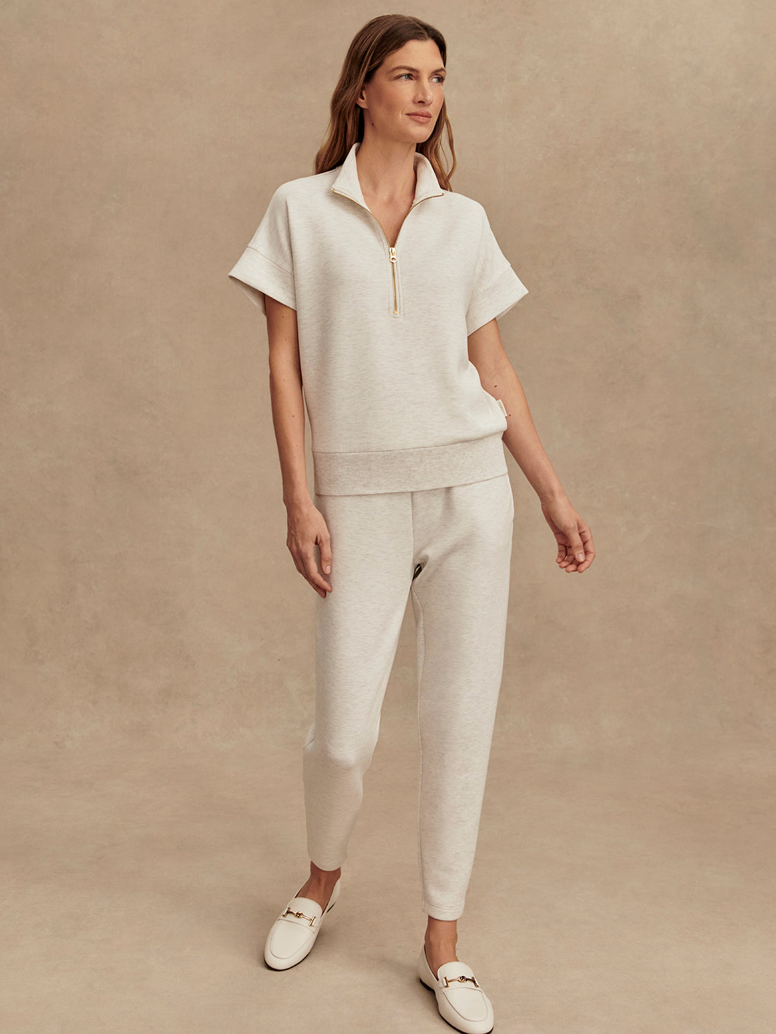 Ritchie Short Sleeve Sweat - Ivory Marl-Varley-Happy on Main