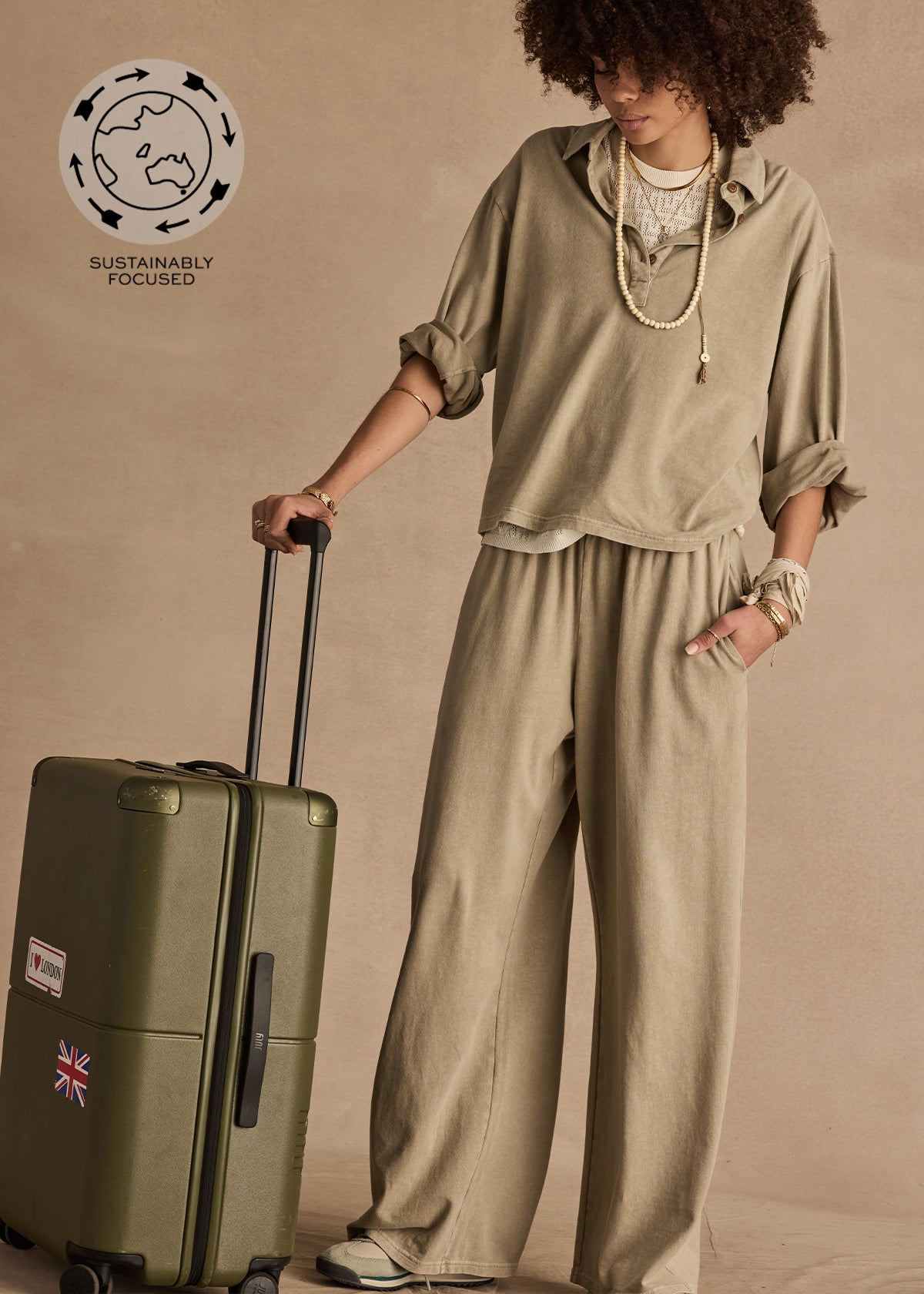 Soho Tokio Wide Leg Pant - Khaki-The Upside-Happy on Main