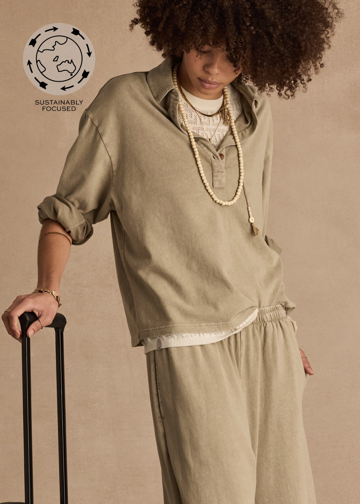Soho Rhea Collared Top - Khaki-The Upside-Happy on Main