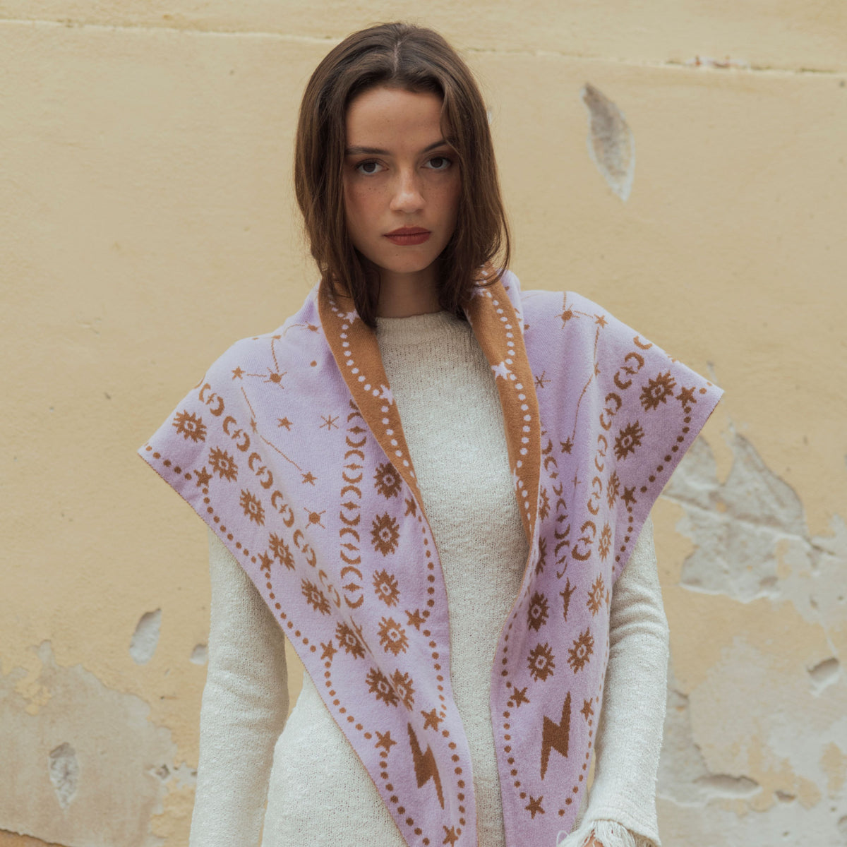 Nebula Triangle Scarf - Mocha/Lavender-Freya-Happy on Main