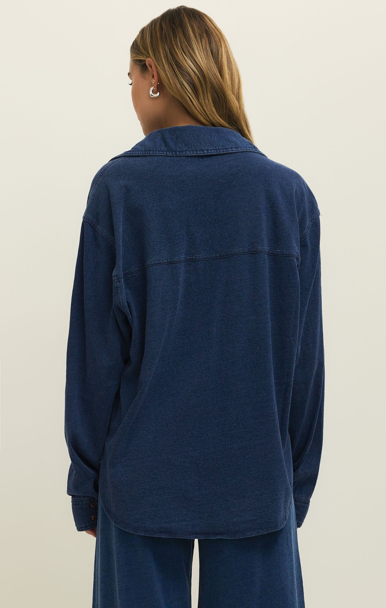 Reese Jersey Denim Button Up-Z Supply-Happy on Main