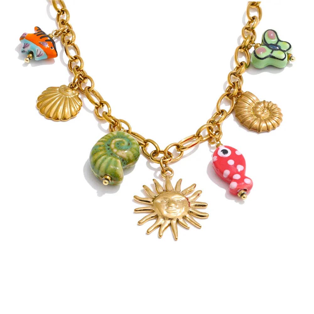 Sol Del Mar Charm Necklace-Everyday Jewelry-Happy on Main