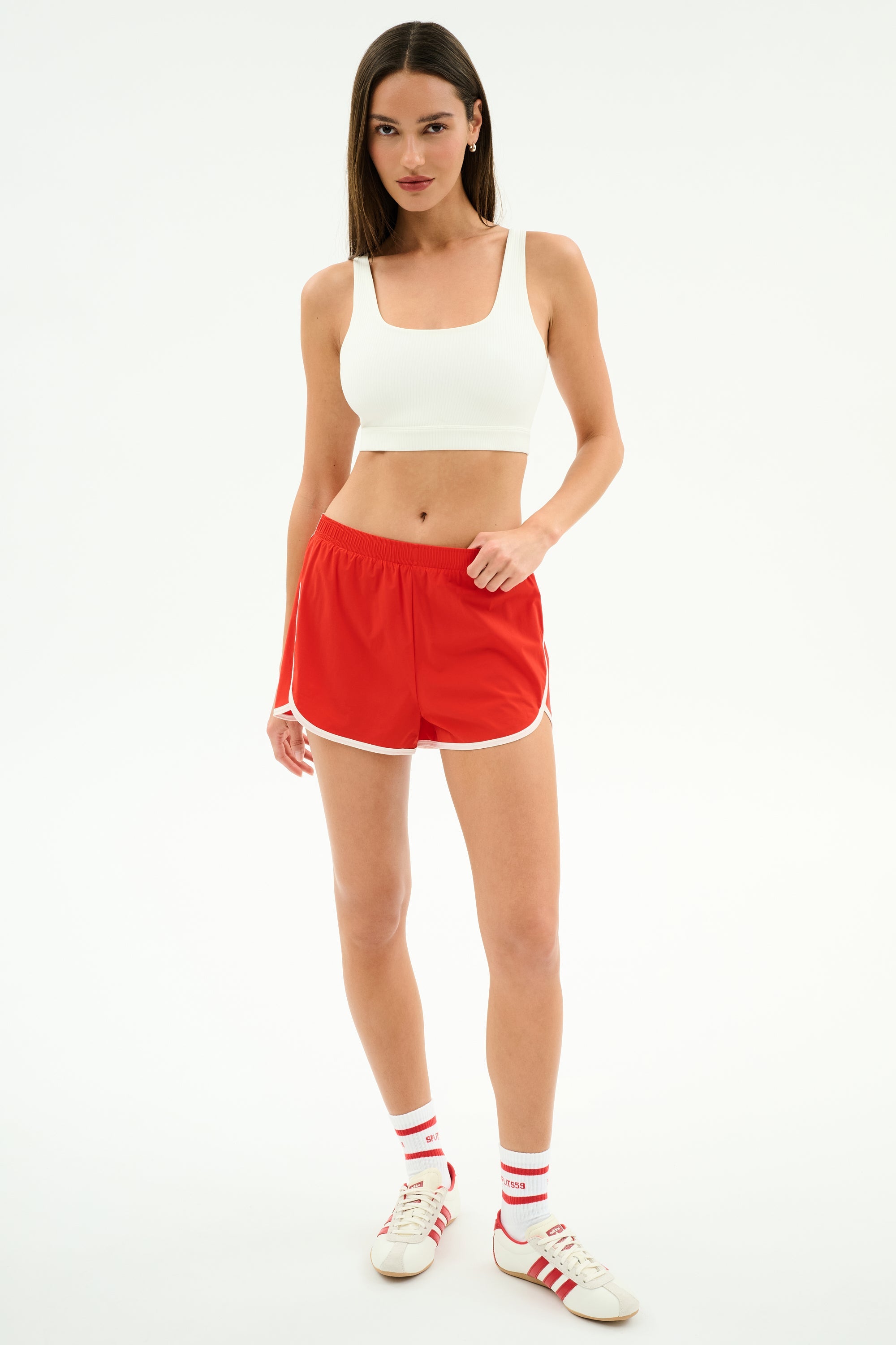 Megan Woven Nylon Run Short - Lotus Red/Creme-Splits59-Happy on Main