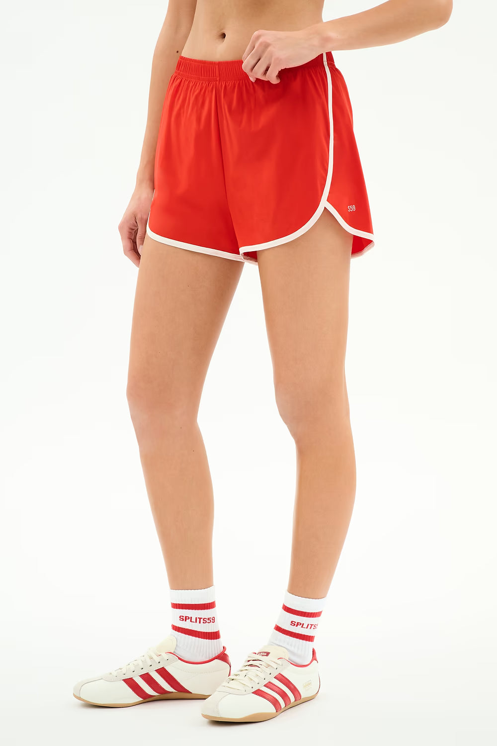 Megan Woven Nylon Run Short - Lotus Red/Creme-Splits59-Happy on Main